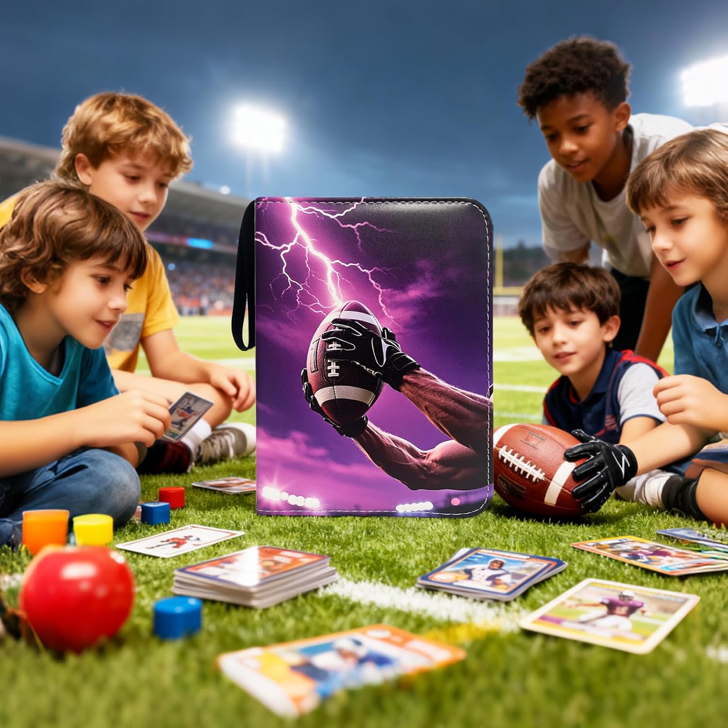 400 Pockets Football Card Binder with Sleeves, Football Trading Cards Binder Collectible Trading Card Albums Organizer Case Fits 400 Cards with 50 Removable for Sports Game Cards