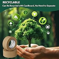 Vista 6 de 6 rollos de cinta de embalaje marrón de 2 pulgadas a granel, cinta de embalaje de papel kraft mejorada 2025, 2 pulgadas x 55 yardas, envío de cartón