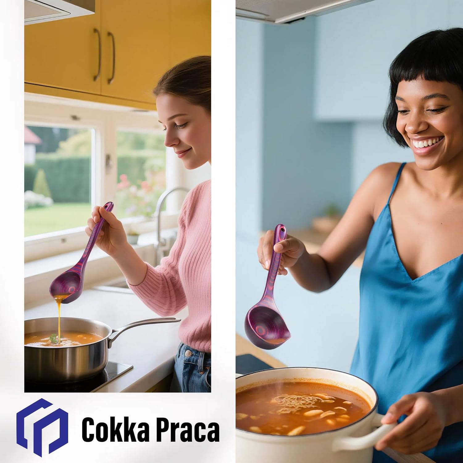 8 PCS Pakkwood Kitchen Utensil Set | Kitchen Cooking Utensil Set with Soup Ladle | Pakkawood Utensils | Non-Stick Wooden Spoons for Cooking | Byzantium