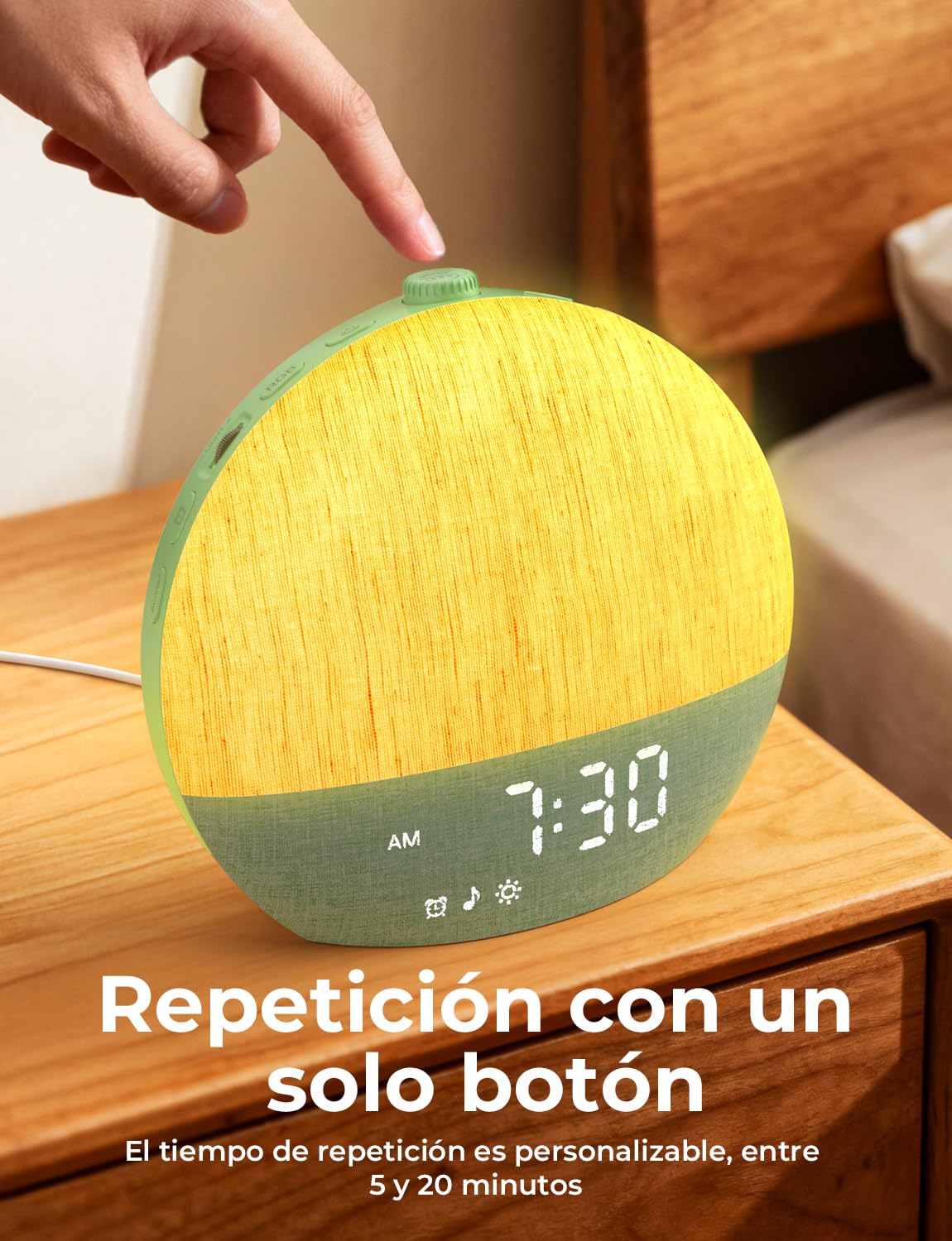 LIORQUE Despertador Amanecer, Despertador Luz Natural Simulación Amanecer | 17 Modos de Luz, 30 Sonidos Relajantes, Modo de Ayuda para Dormir, Conexión Bluetooth, Función Alarma y Snooze