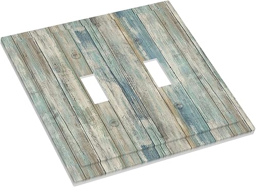 Miniatura 165 de Placa de pared dúplex de receptáculo de dispositivo de 1 gang de madera envejecida blanca gris con veta de tablón, cubierta de enchufe eléctrico de