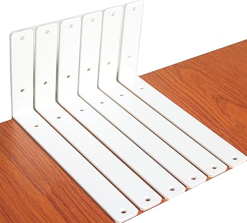 Miniatura 58 de Paquete de 12 soportes de hierro en L, negro, 12 pulgadas de largo x 8 pulgadas de alto x 1.5 pulgadas de ancho, 13/64 pulgadas de grosor, para