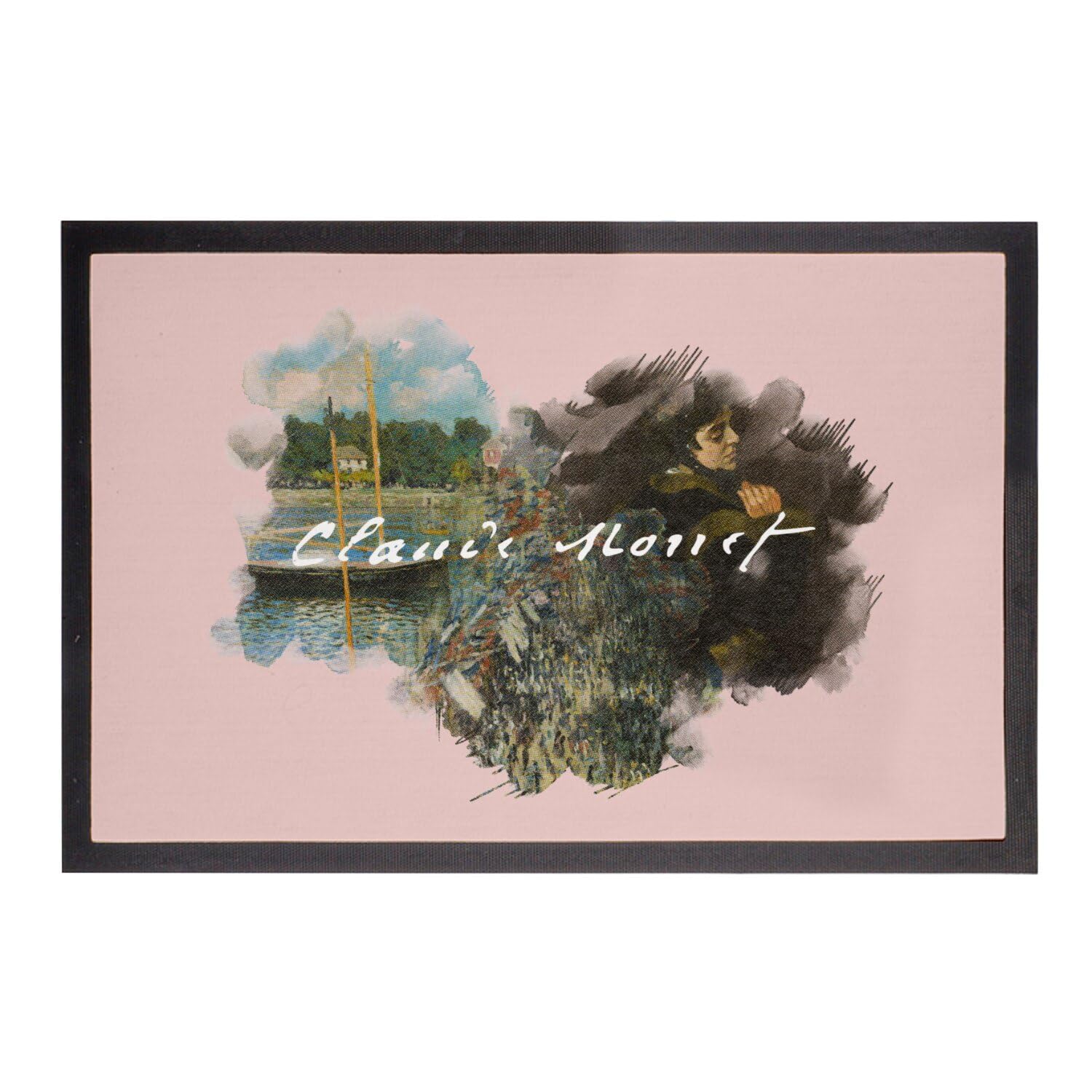 Paillasson Rose Monet idée cadeau pendaison de crémaillère art 75x50