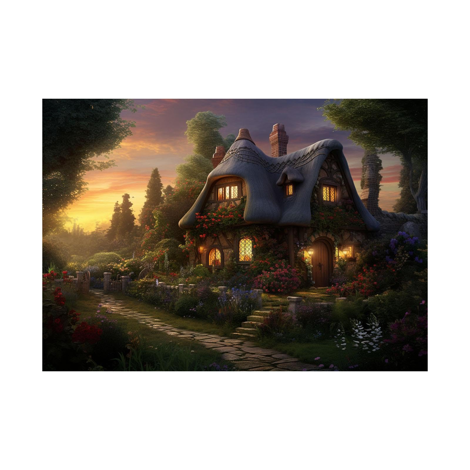 Toile non tissée art tableaux paysage cottage moderne 50x70cm FJASKER