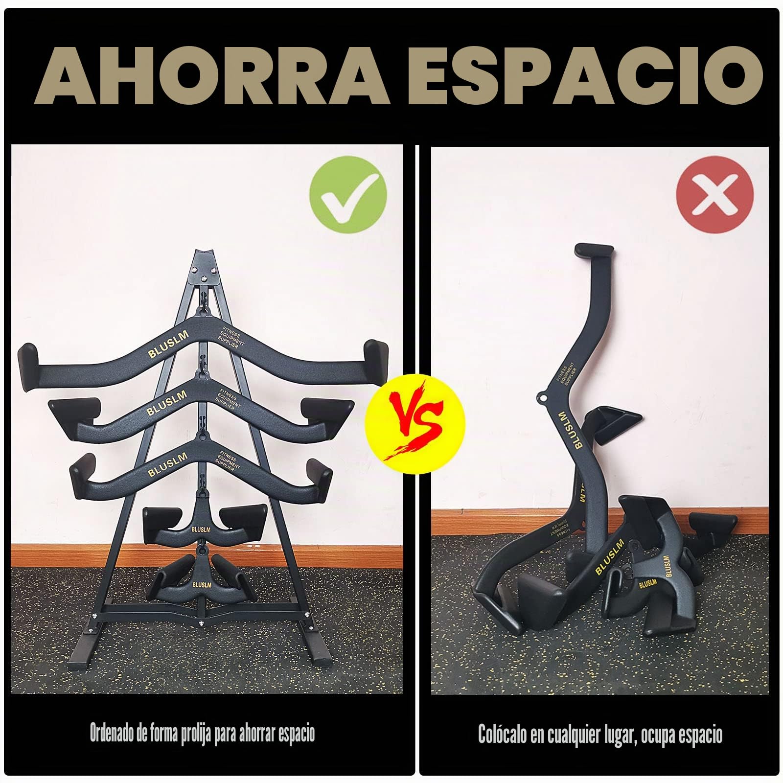 BLUSLM Gym Fitness LAT - Estante de Almacenamiento de Barra desplegable para Agarre mag, Soporte Resistente con Marco en A para Accesorios de extracción LAT y Barra LAT