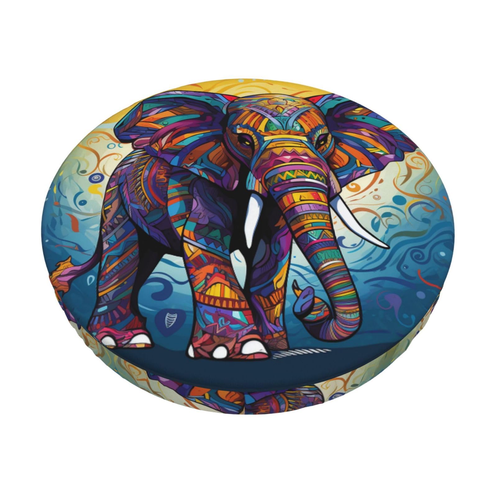 Fodpand Black Colorful Elephant Stool Covers Round 13 Inch, Stretch Round Bar Stool Seat Covers Washable Dustproof Stool Cushion Slipcover Soft Velvet Bar Chair Covers With Elastic Band