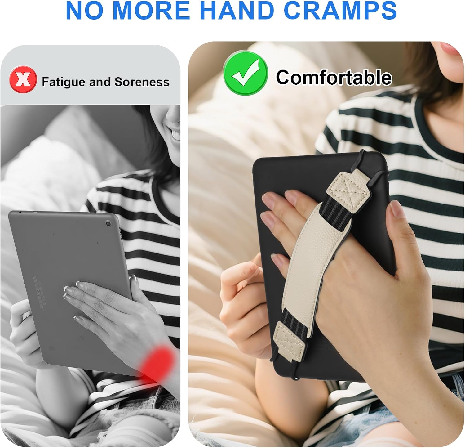 HoYiXi Universal Soft Hand Strap for 6-7 Inch eReader Tablet Compatible with Kobo/Pocketbook/Tolino/Paperwhite/Nook eReader,for 6", 6.8", 7" eReader,High Elasticity Hand Strap for Tablet,White image 4