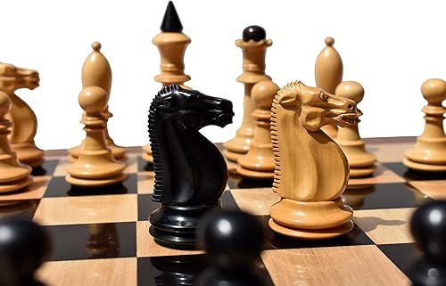 Miniatura 6 de The Chess Empire - Serie Soviética Shkolnik Juego de ajedrez completo de lujo de boj y ebonizado 3.5" King piezas de ajedrez de madera con tablero