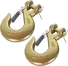 Yision 2PCS 3/8 Inch Clevis Slip Hook with Safety Latch, G70 Forged Steel for Trailer, Heavy Duty Chain Hooks Deck Hauler Receiver Hitches Trailer,18,000lbs Capacity, Gold
