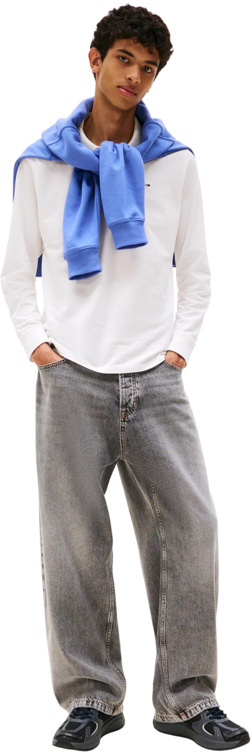 Tommy Jeans Uomo Maglietta Polo Maniche Lunghe Slim Packet in Cotone