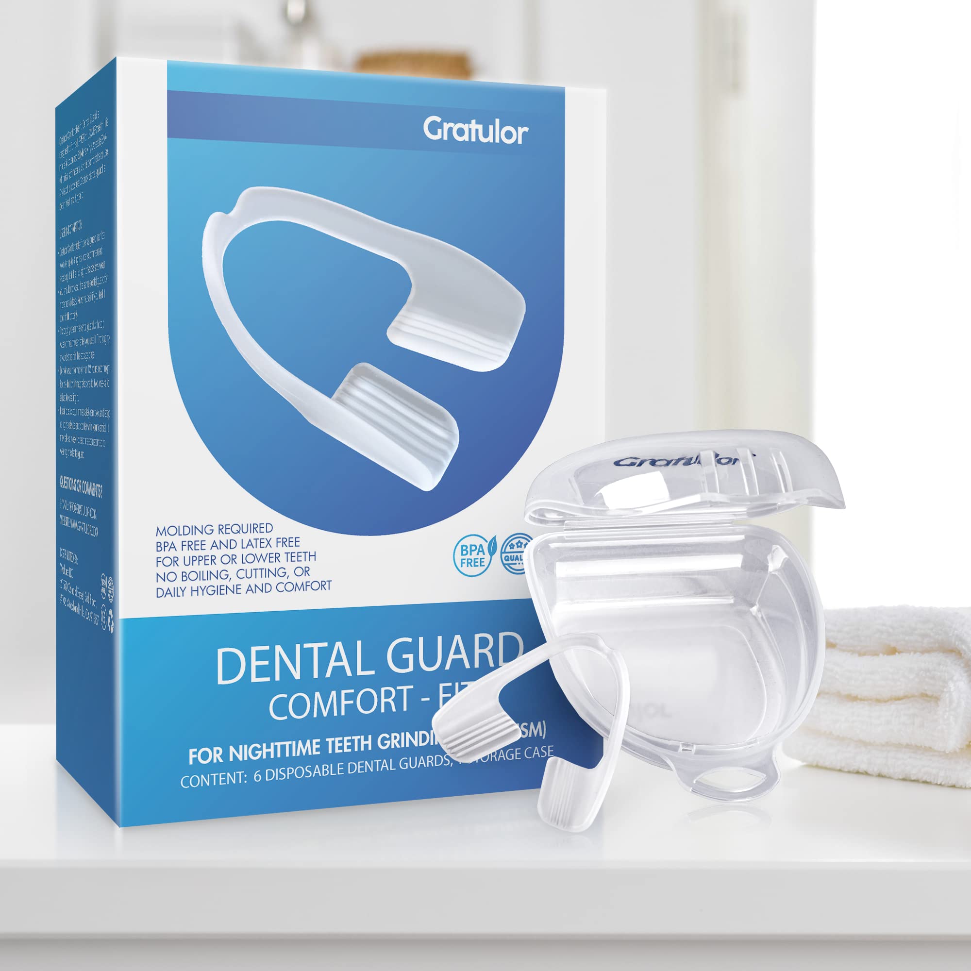 Gratulor Mouth Guard for Clenching Teeth ComfortFit Dental Guard for