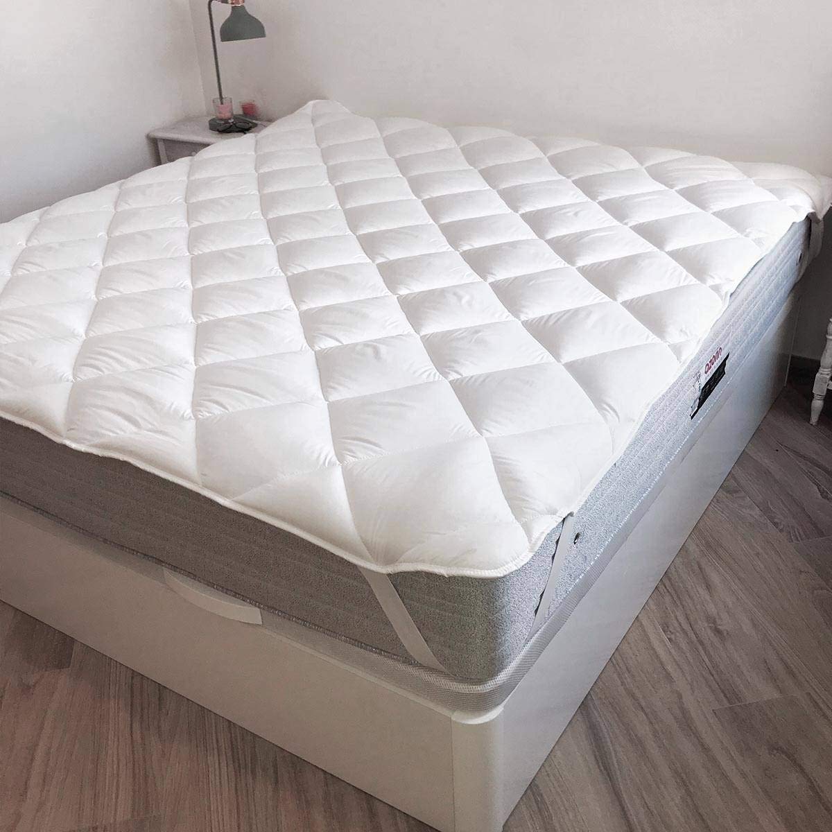 NATURALS Topper Cubrecolchón, 400 gr, Color Blanco (150 cm)