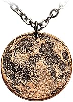 Handmade Copper Moon Necklace - 1" Solid Copper Lunar Pendant with Intricate 3D Engraving | Shire Post Mint