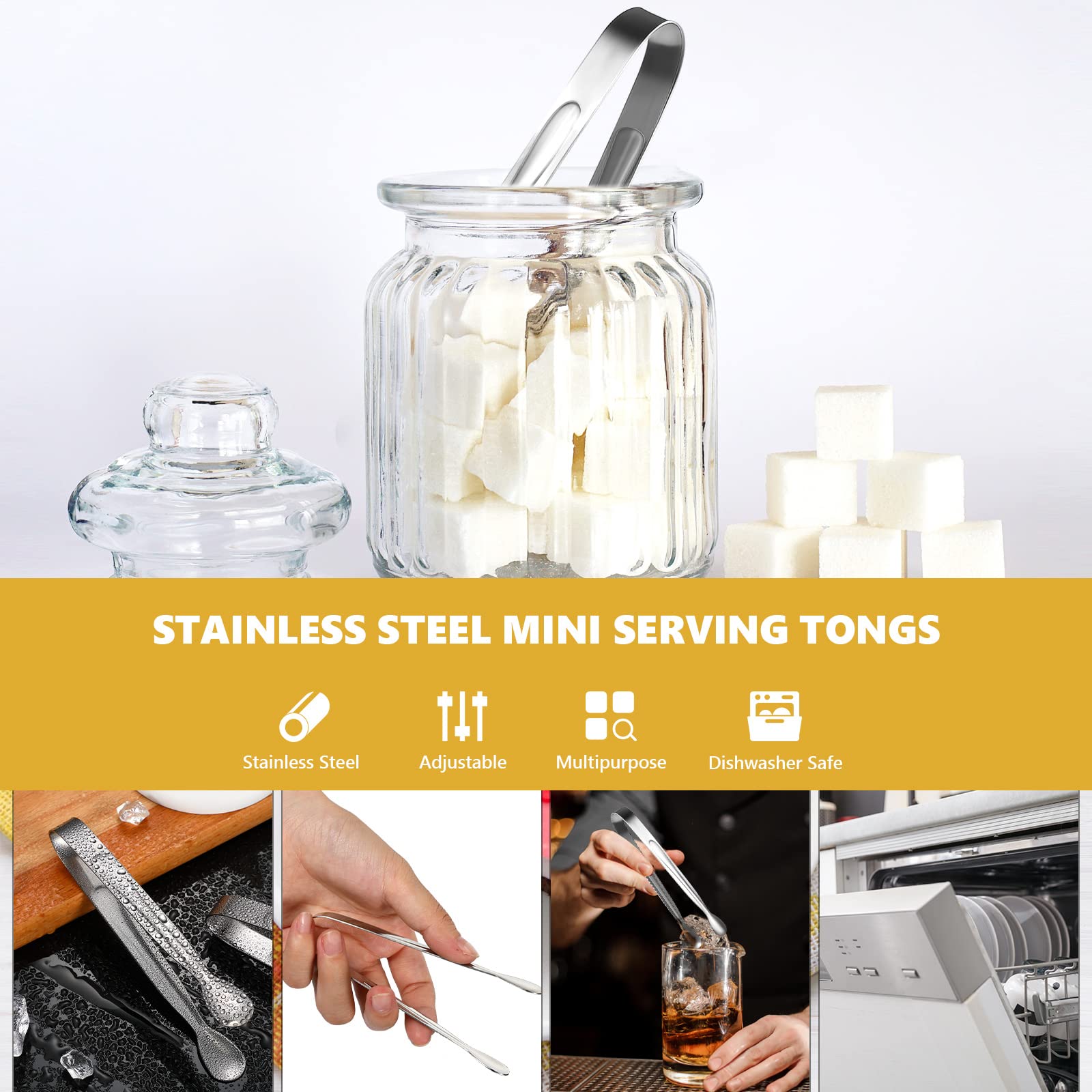 Sieral Sugar Cube Tongs & Dessert Set - Silver -3 Sieral Sugar Cube Tongs & Dessert Set - Silver -3