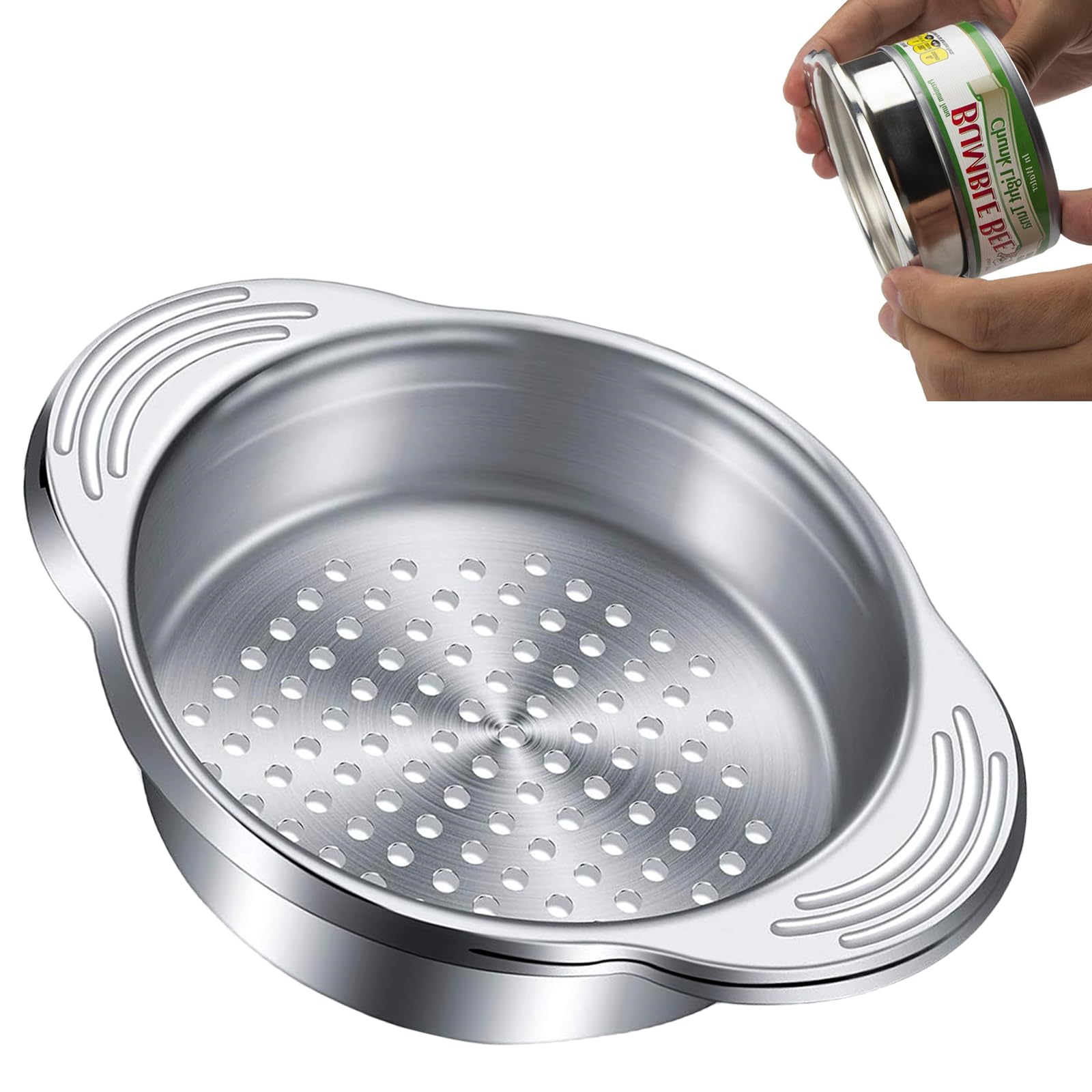 Can Colander Dadamong 3-Pack Tuna Can Strainer, Stainless Steel Sieve Tuna Strainer Press Can Oil Squeezer Canning Colander For Regular-Size And Wide-Necked Tunas, Dishwasher Safe 4.53 X 3.23 X 1 Inch Tuna