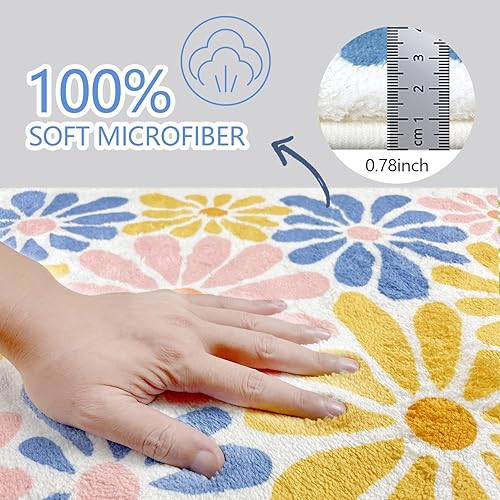 Miniatura 4 de SHIYUE Alfombras de baño coloridas y esponjosas de microfibra, suaves y esponjosas para baño, antideslizante e impermeable, tapete suave para