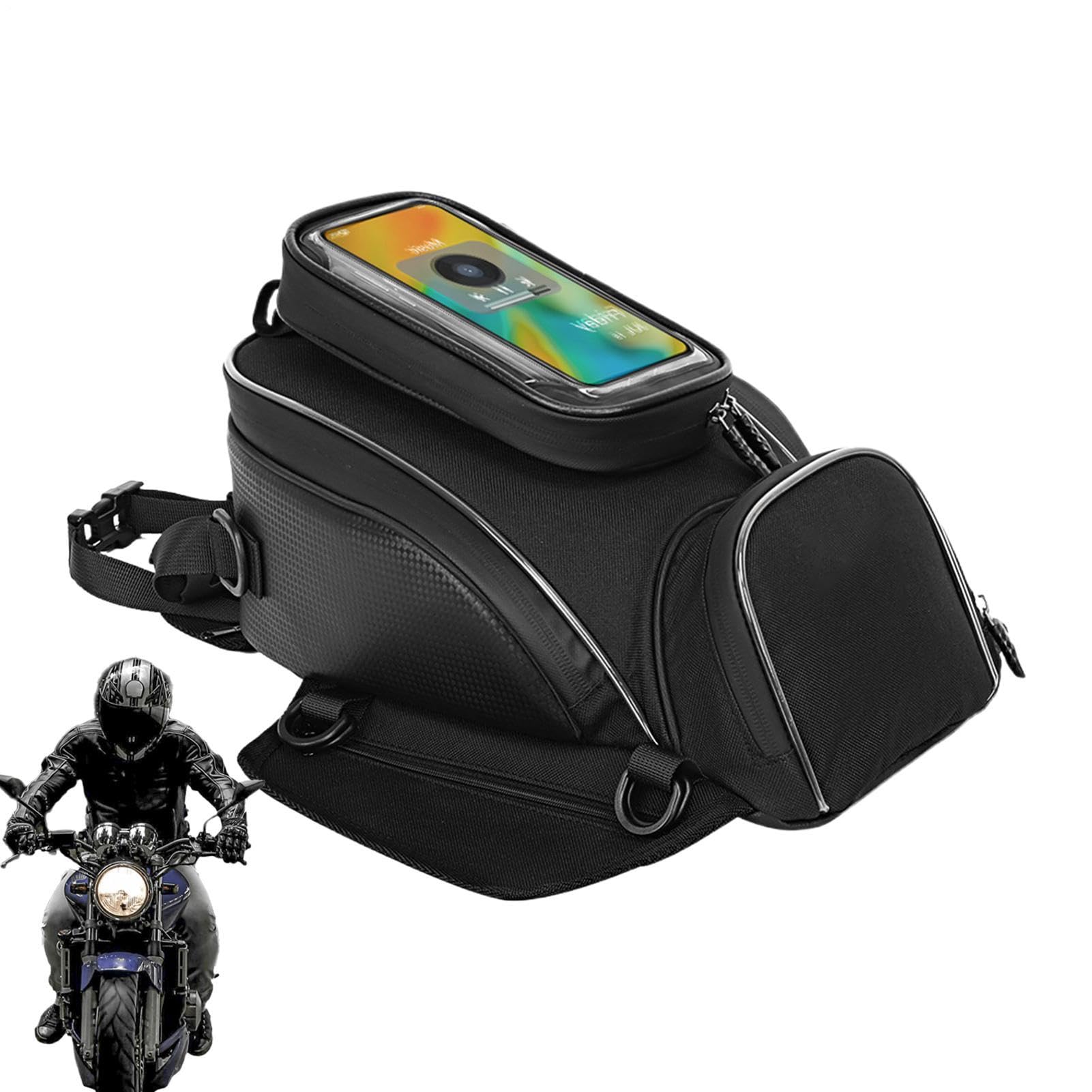 Borsa per serbatoio moto - Pacchetto di stoccaggio del carburante magnetico impermeabile, supporto per telefono per touch screen | Sistema di attrezzatura da viaggio resistente con capacità Montaggio