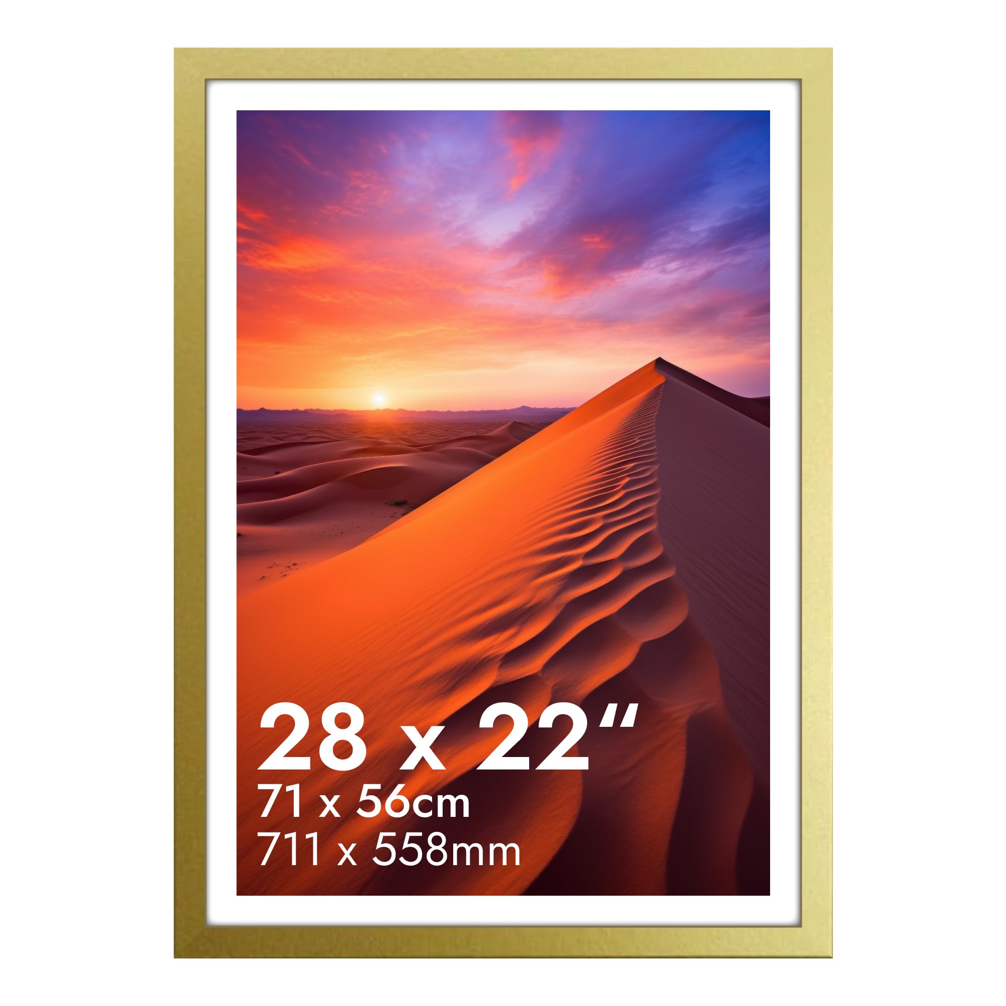 HNK Gold Photo Frames 28x22 Inches Engineered Wood and Plexiglass, Photo Frame 71x56cm Dual Orientation Landscape or Portrait, Picture Frame 22x28 Wall Hanging Display Photos for Home, Office — image 1