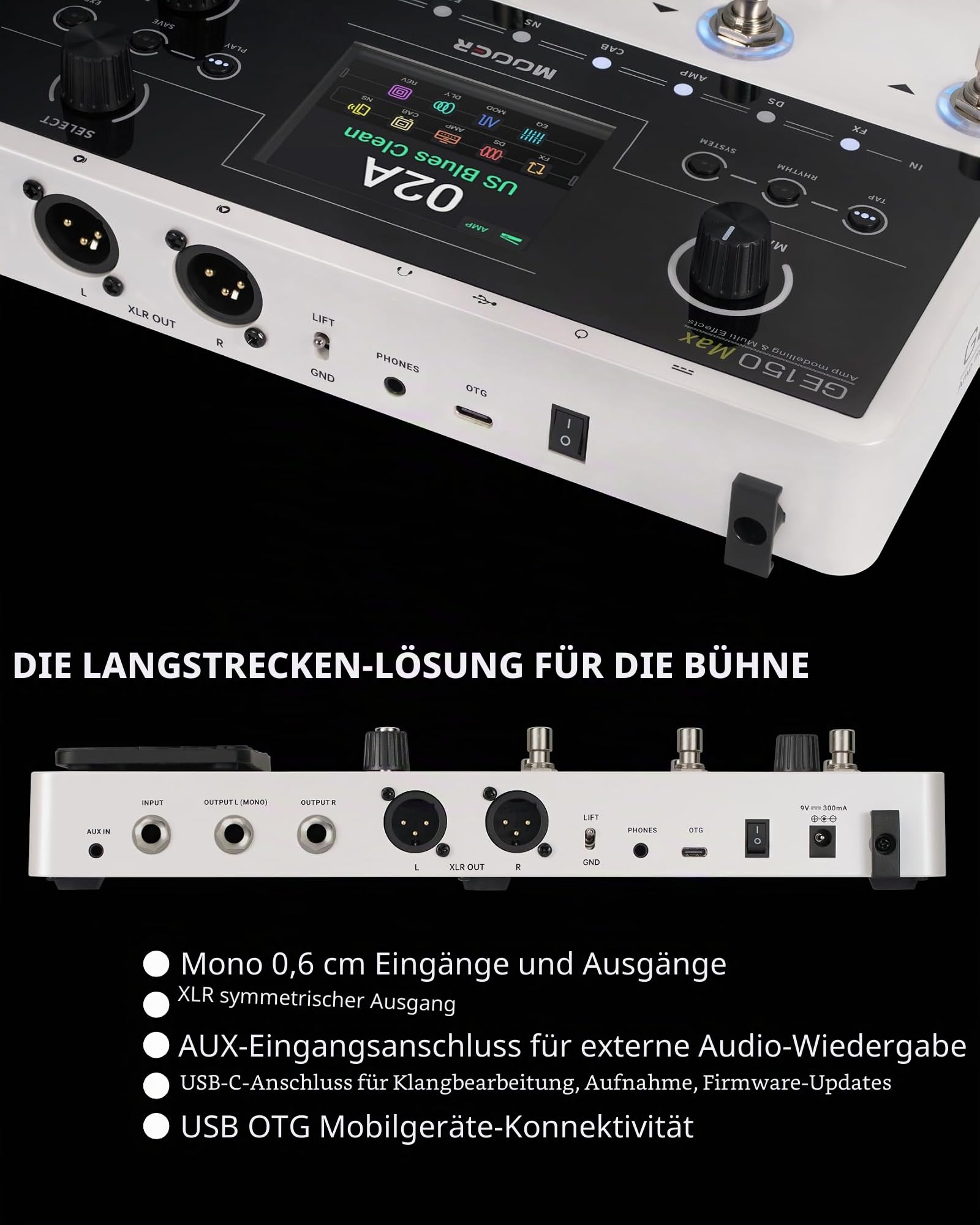 MOOER GE150 Max New Era Gitarrenverstärker Modellierung Multi Effekte Pedalboard All in One Floor Pedal für Studio Recording Practice Live Show