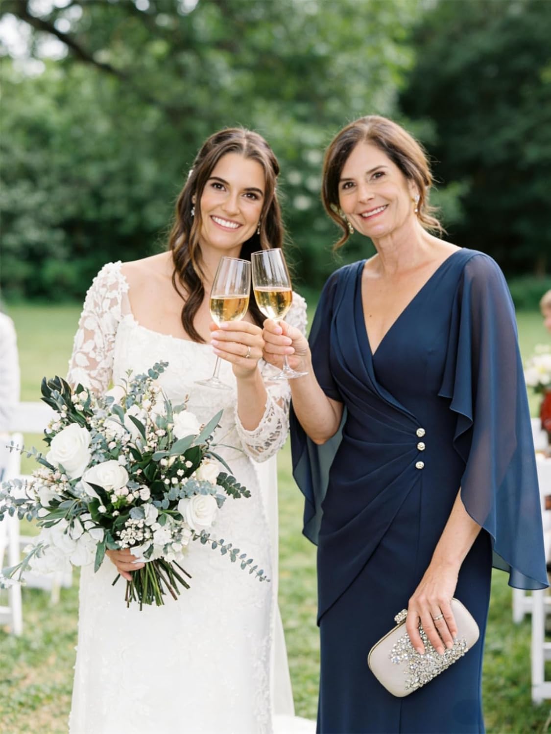 Women's Chiffon Pleated Mother of The Bride Dresses Floor Length V Neck Formal Evening Dress AS054 - Image 5