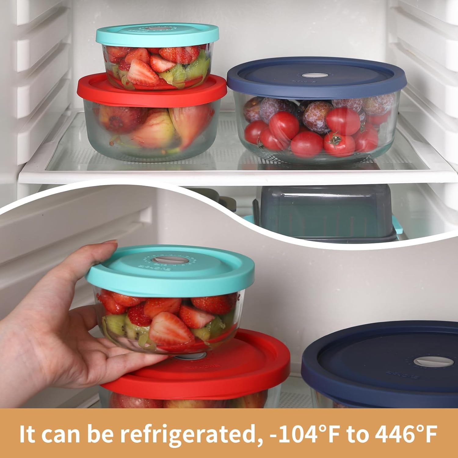 Replacement Lids for Pyrex 7202-PC 1Cup, 7200-PC 2Cup, 7201-PC 4Cup, 7402-PC 6/7Cup, 7210-PC 3Cup and 7211-PC 6Cup Rectangle, Silicone Cover for Glass Bowl 9 Pack