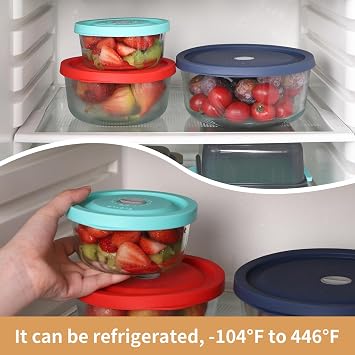 Replacement Lids for Pyrex 7402-PC 7 Cup, Silicone Round Storage Cover Lid for Anchor Hocking Glass Bowl 2 Pack with Date Mark Beige