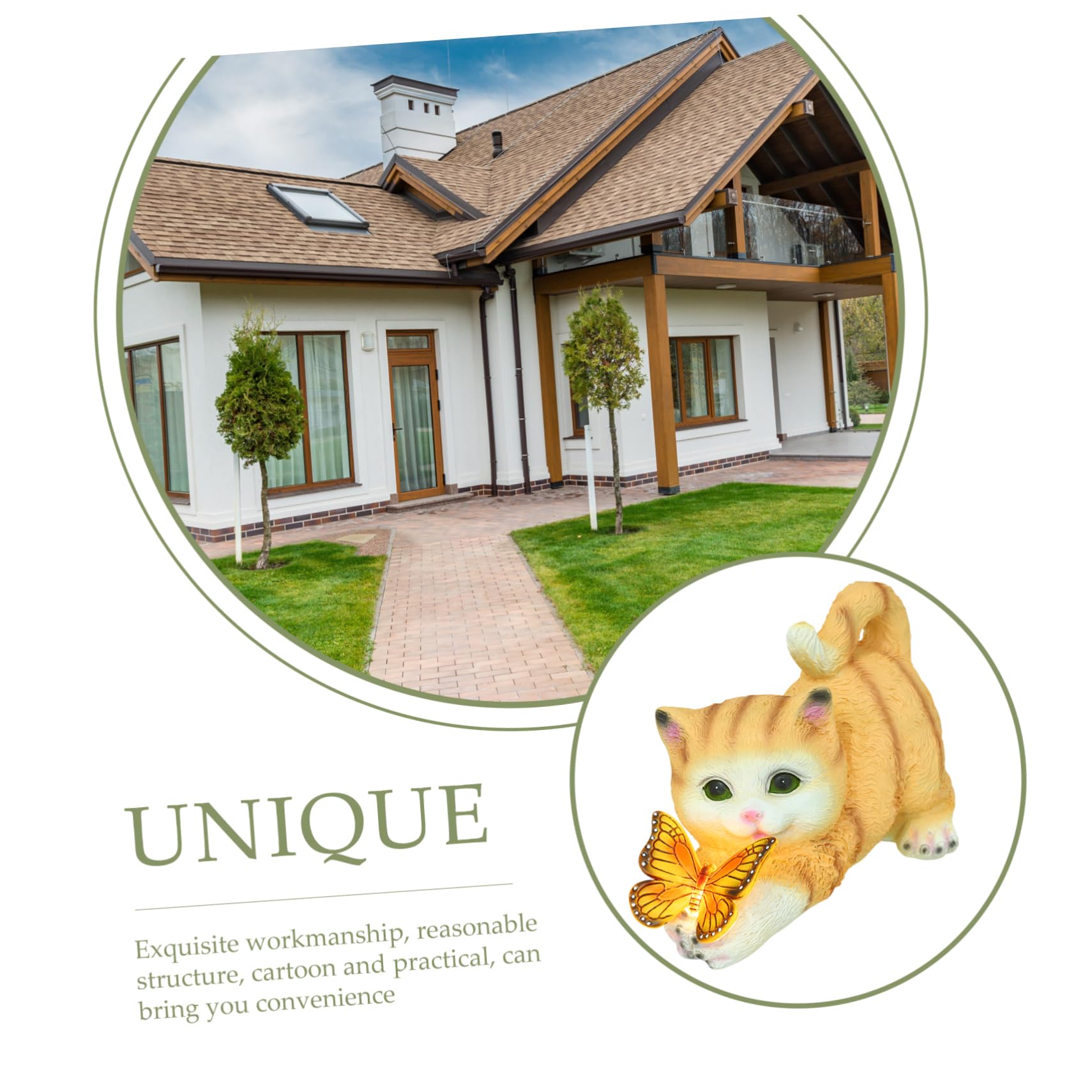 Realistische Katzenornament aus Kunstharz mit Gelber Farbe und Einzigartiger Form Raumdekoration für Garten und Sammler Lebensechte Katzenfigur für Outdoor Bereich