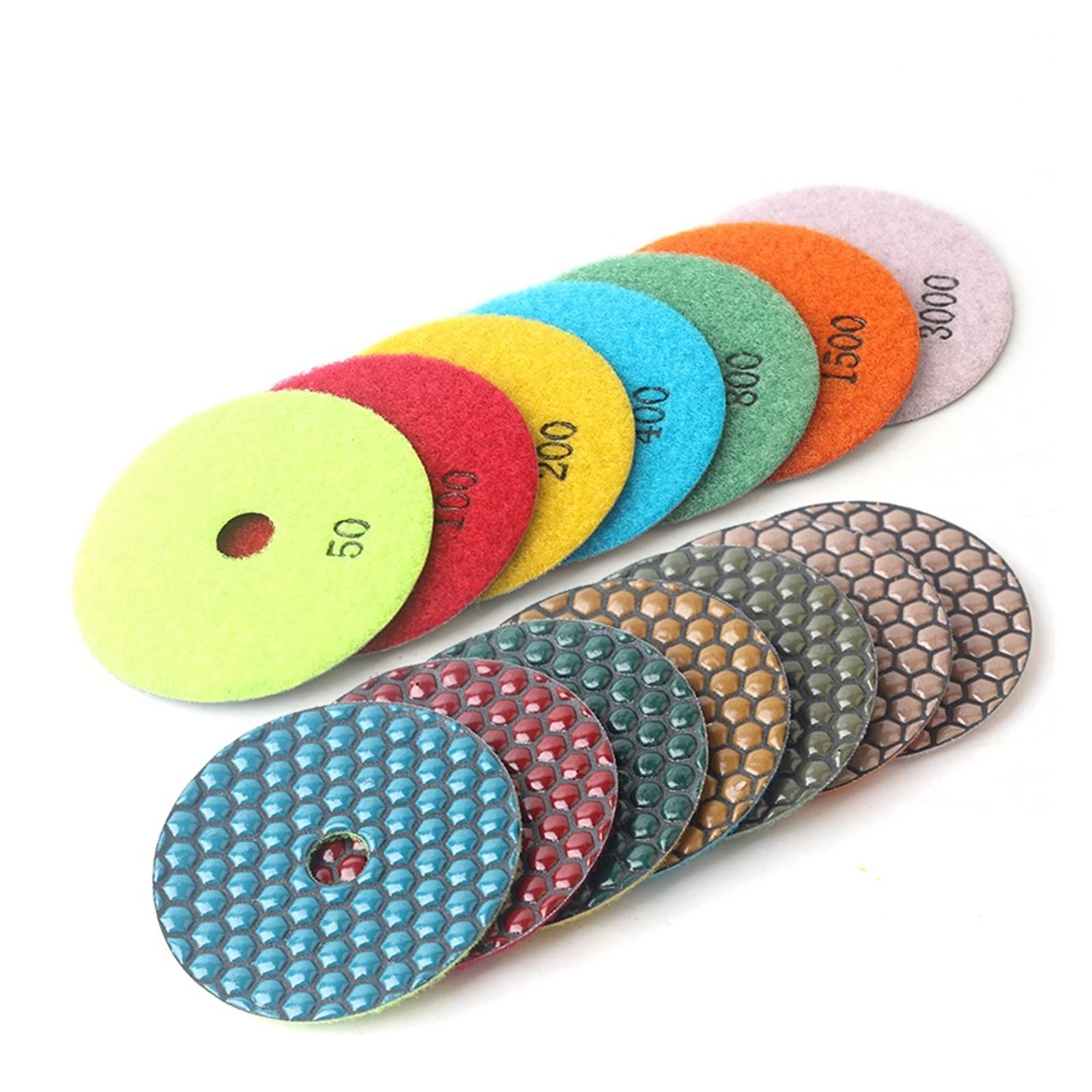 CAREG 4 pulgadas 7 unids/set piedra de pulido en seco hexágono enlace de resina disco de lijado profesional apto for suelo de mármol de granito pulido en seco 100MM Durable ( Color : 1500 , Size : 100