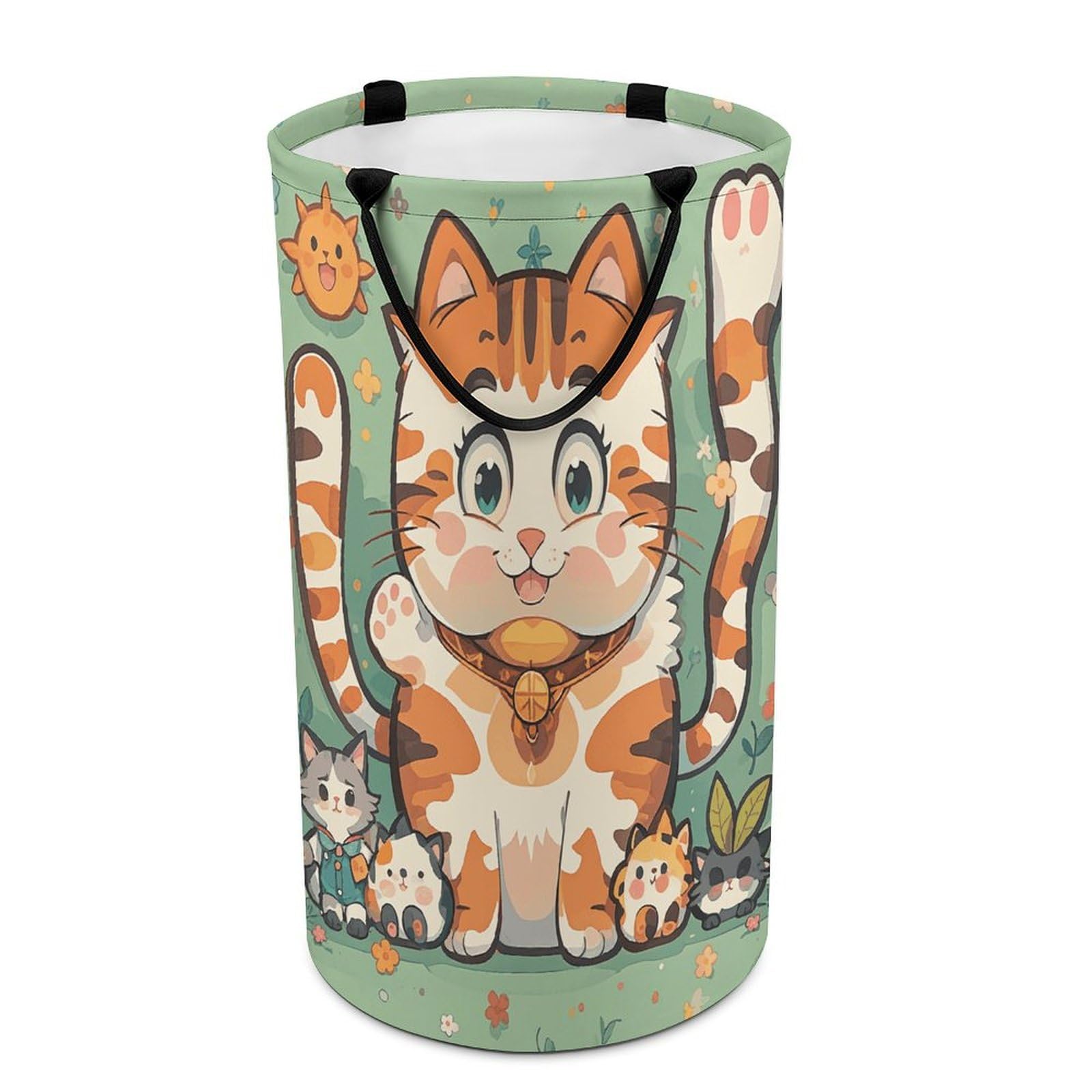 Panier à linge imperméable en tissu durable avec motif de chat mignon pour décoration de maison
