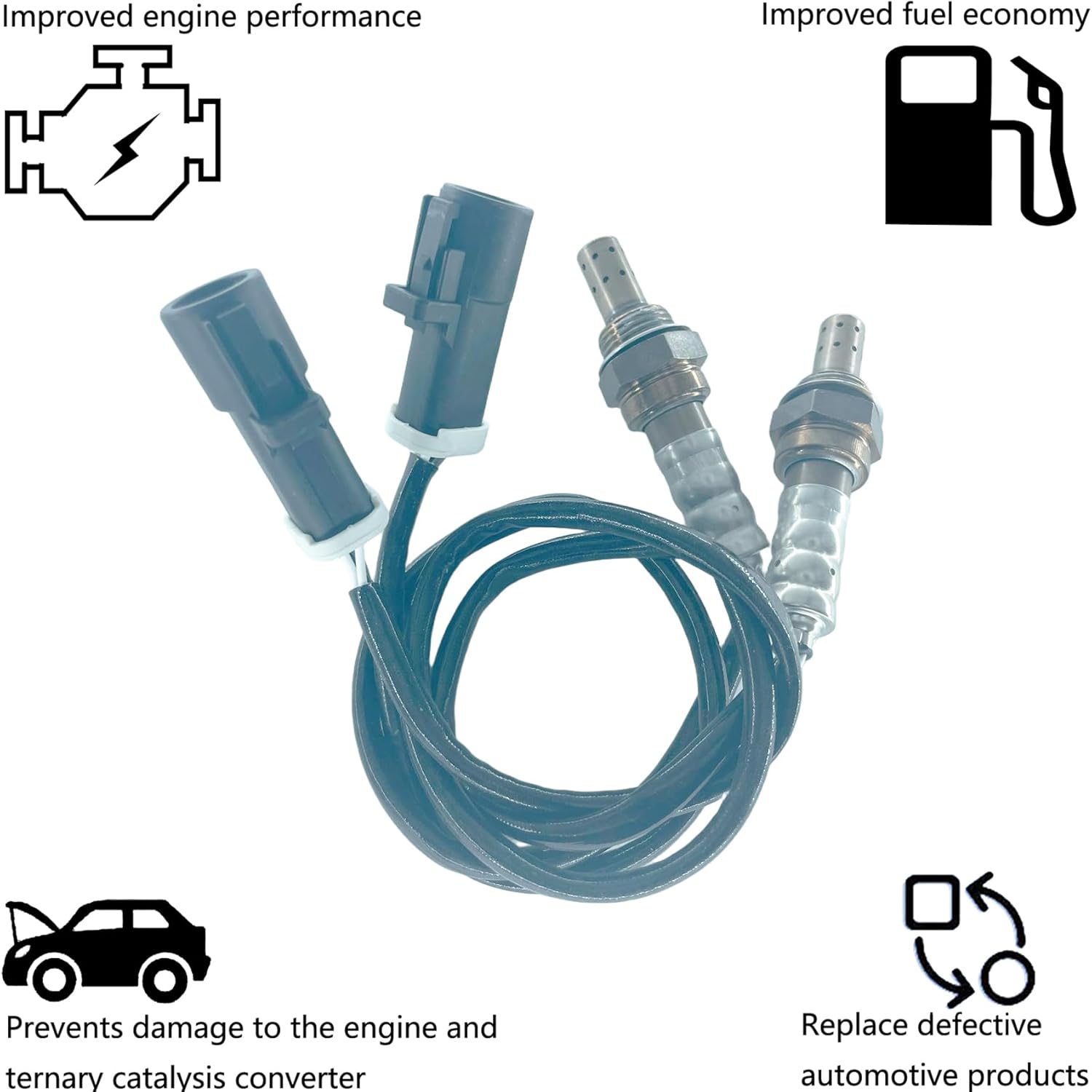 Dropwater 1 Pair Front and Rear Oxygen Sensors Replacement for Ford 1997 1996 1995 Ranger 2.3L,Replaces#234-4609 234-4611,Set of 2pcs