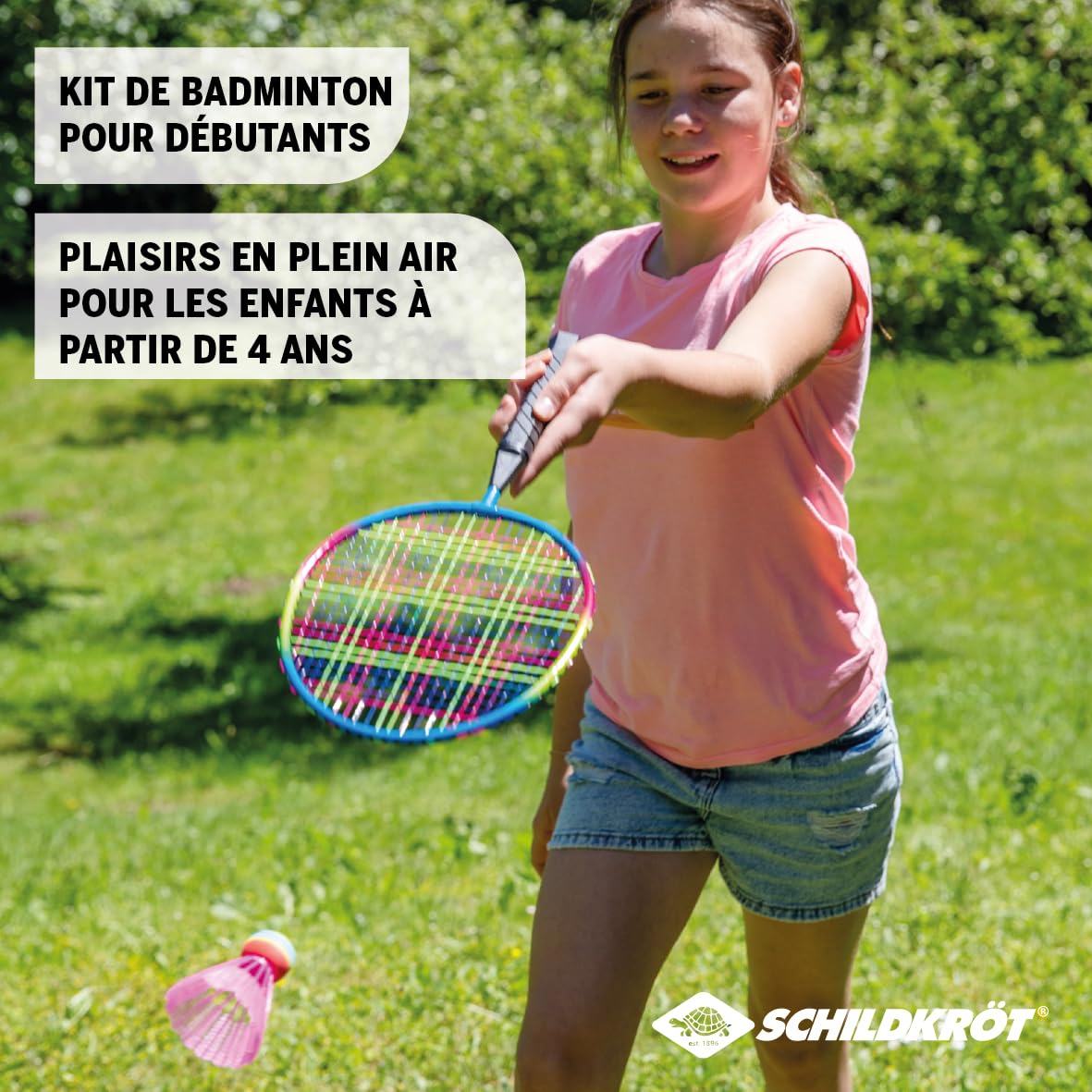 Schildkröt Set de Badminton Junior 2 Raquettes 45,5 cm 2 Volants Housse