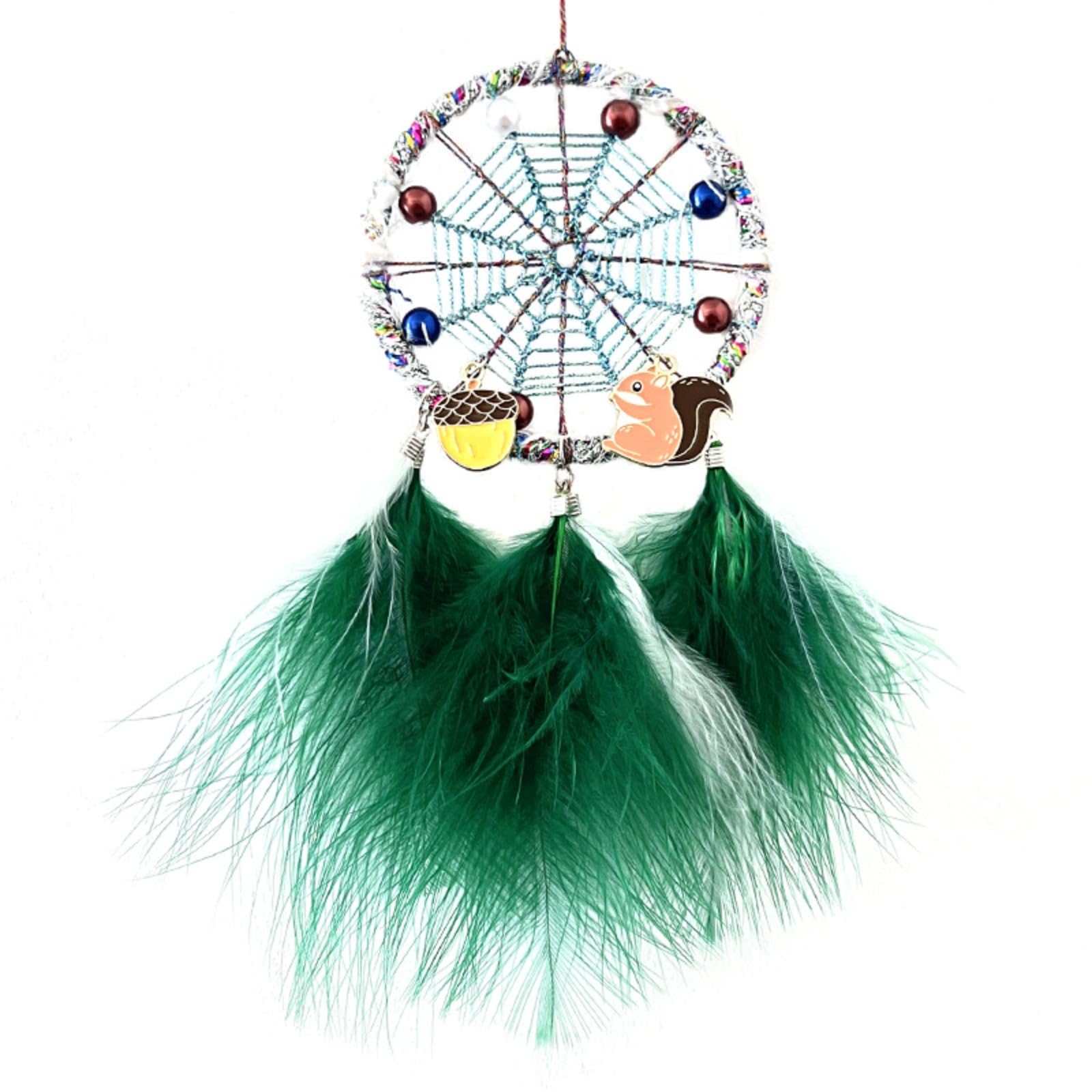 car Pendant, Women's car Interior Accessories Woven Dream Catcher car Feather Pendant, Women's car Accessories Creative Interior Rearview Mirror Christmas Squirrel Pendant