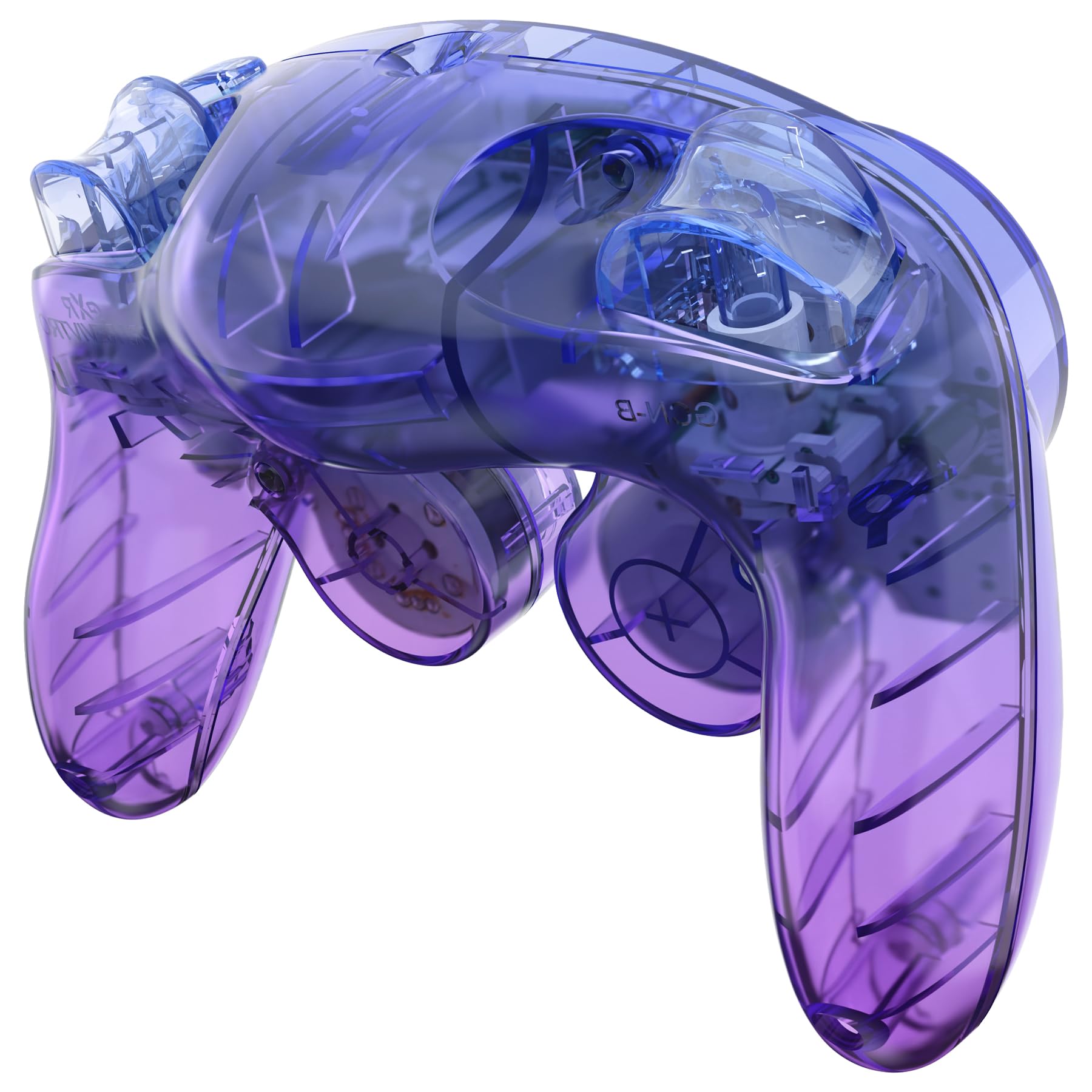 eXtremeRate Carcasa para Nintendo Gamecube Mando, Cubierta Frontal y Placa Posterior, Agarre con Botones, Accesorios de Repuesto - No Incluye Controlador, Bluebell & Azul Gradiente Translúcido