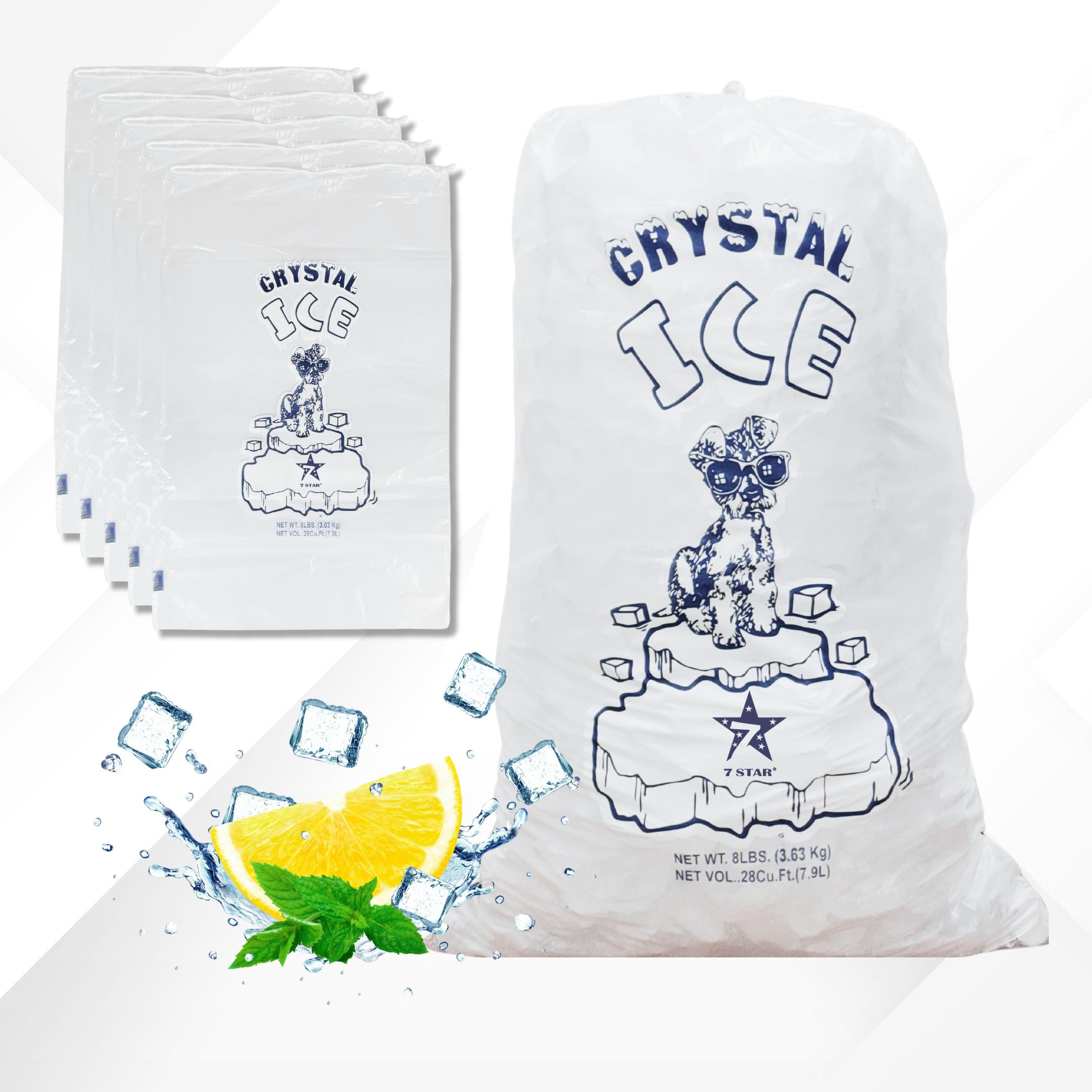 Amazon.com: 7STAR 8 lb Ice Bags with Drawstring | Crystal Ice Bags