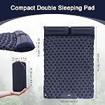 Double Sleeping Pad for Camping, Ultralight Inflatable Mattress with Built-in Foot Pump & Pillow, Portable 2-Person Air Mat, Outdoor Gear for Backpacking, Hiking, Car Traveling, Beach, Tent, Dark Blue
