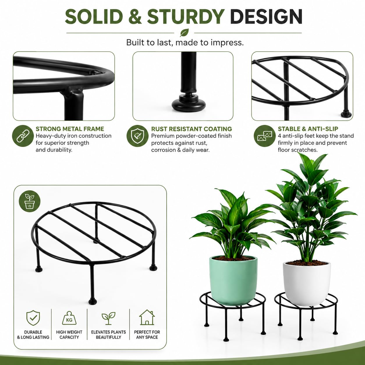 Metal Plant Stands - 2 Pack Black -8