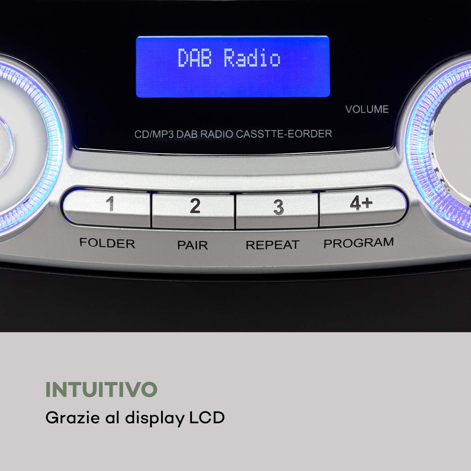 auna Roadie 2K - Boombox, Radio DAB+/FM, Lettore CD, CD-R/CD-RW/CD-MP3, Radiocassette, Portatile, USB, MP3/WMA, Bluetooth 5.0, AUX, Alimentazione a Corrente e Batteria, Argento