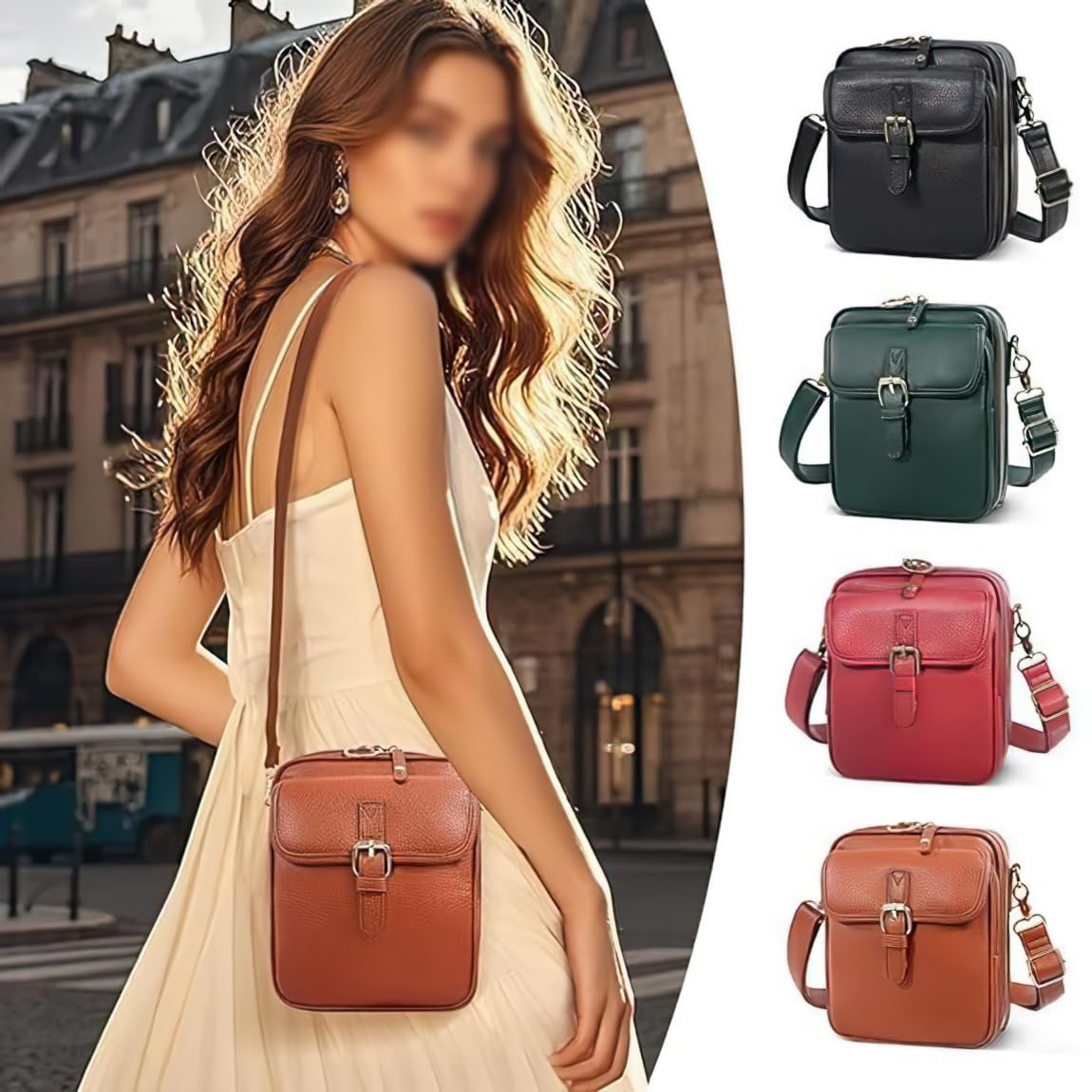 Bolsos cruzados de piel sintética para mujer, Bolso bandolera antirrobo, Bolso de hombro ajustable