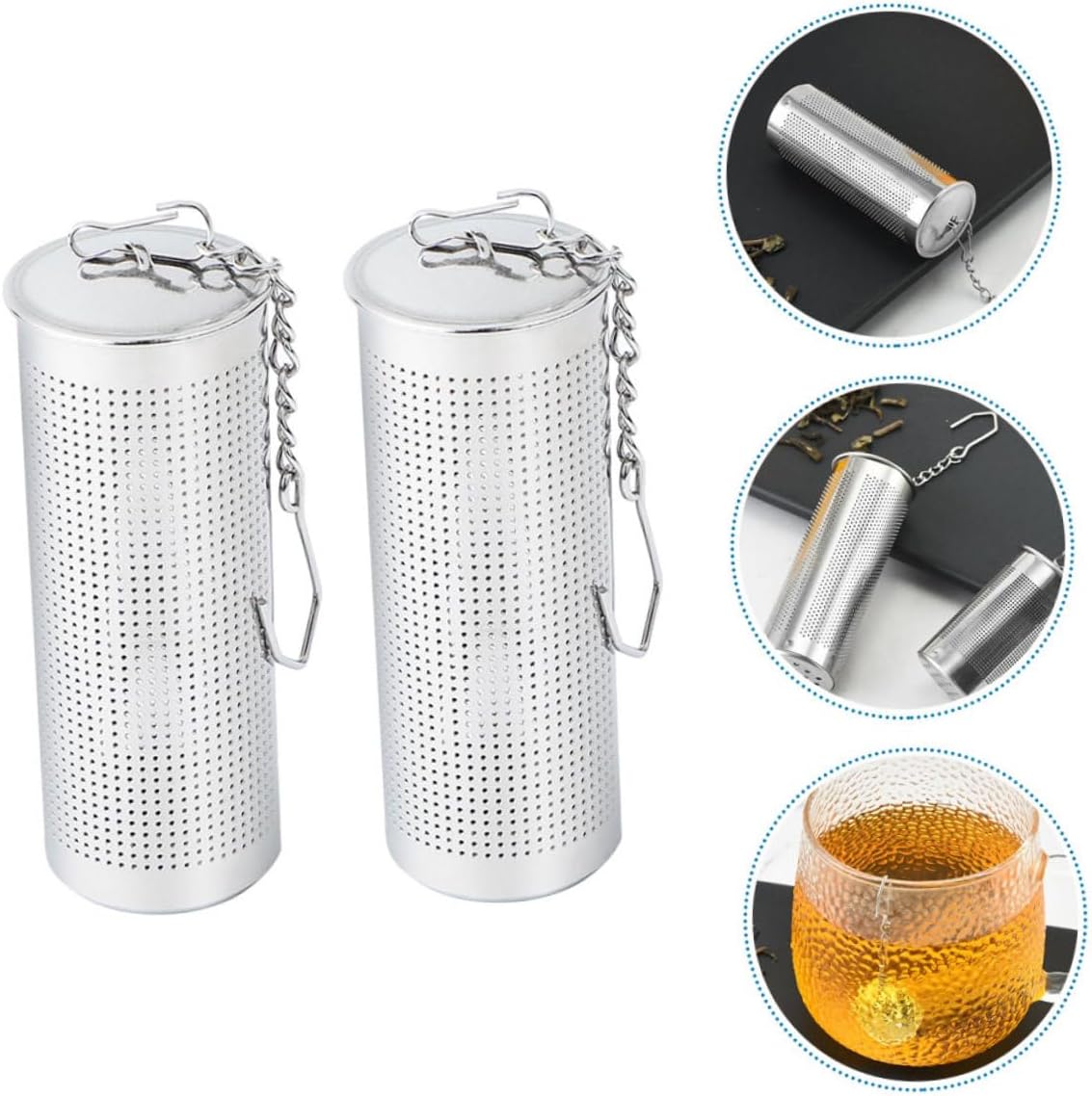 Generic 2pcs Stainless Steel Tea Infuser Ball High Temperature Resistant Spice Strainer Basket for Loose Leaf Tea Brewing and Soup Filtering with Chain Design for Home Use