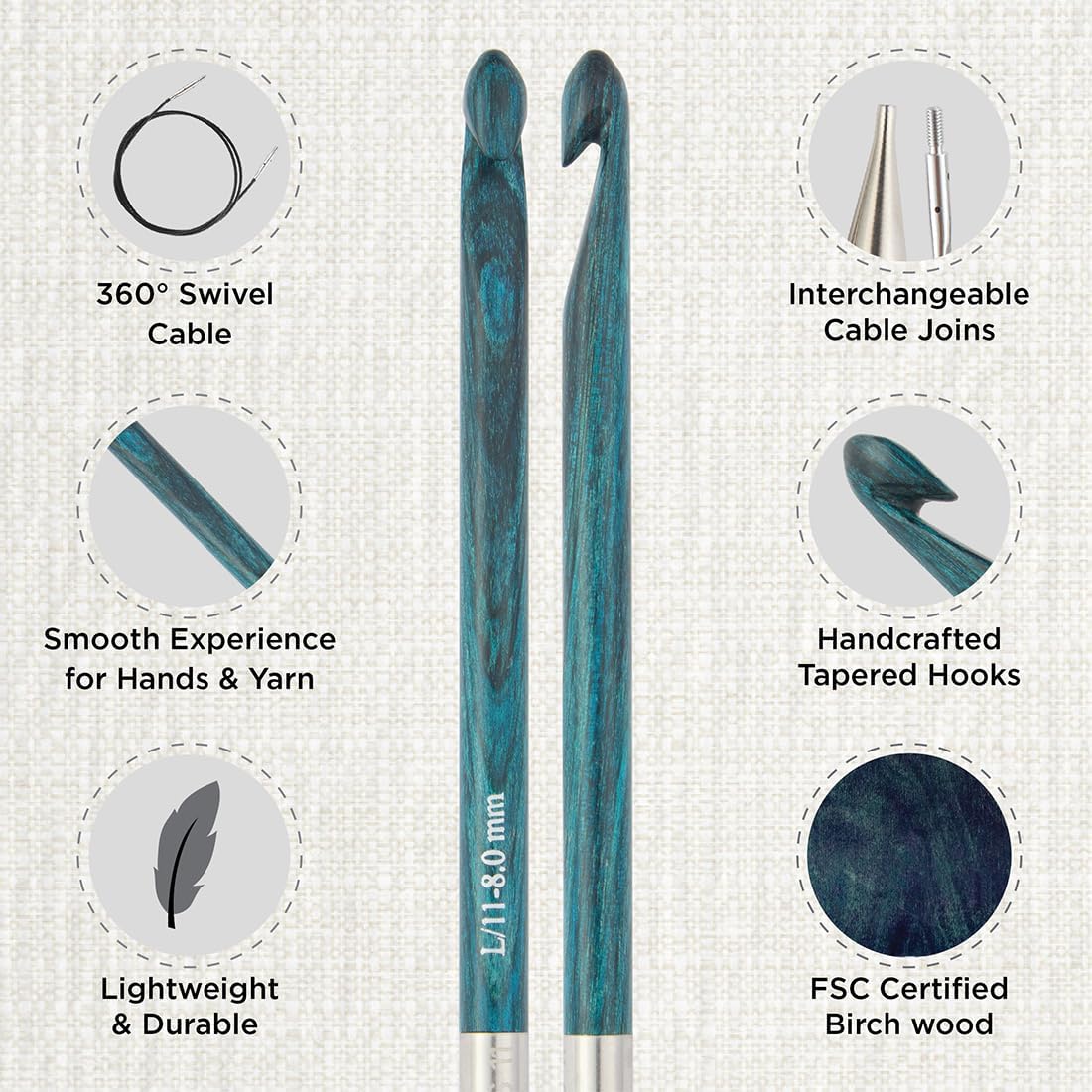 KnitPro Dreamz Deluxe Afghan/Tunisian Crochet Hook Set | 8 US Sizes (E to L)