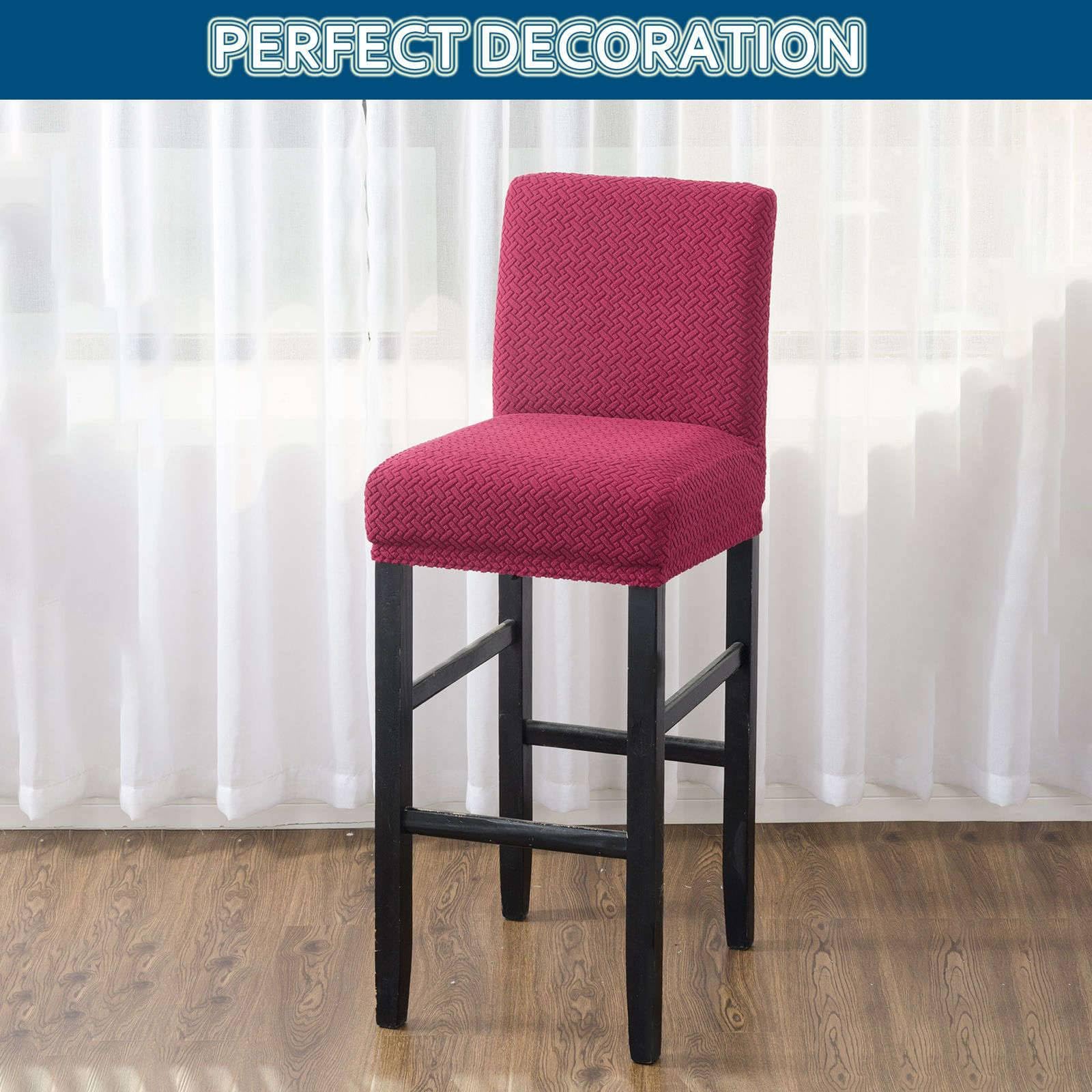 ZRCYXDW 2 Pack Spandex Bar Stool Covers, Stretch Barstool Covers Slipcovers with Backs Super Fit Bar Stool Chair Cover for Hotel-Claret-Set of 2