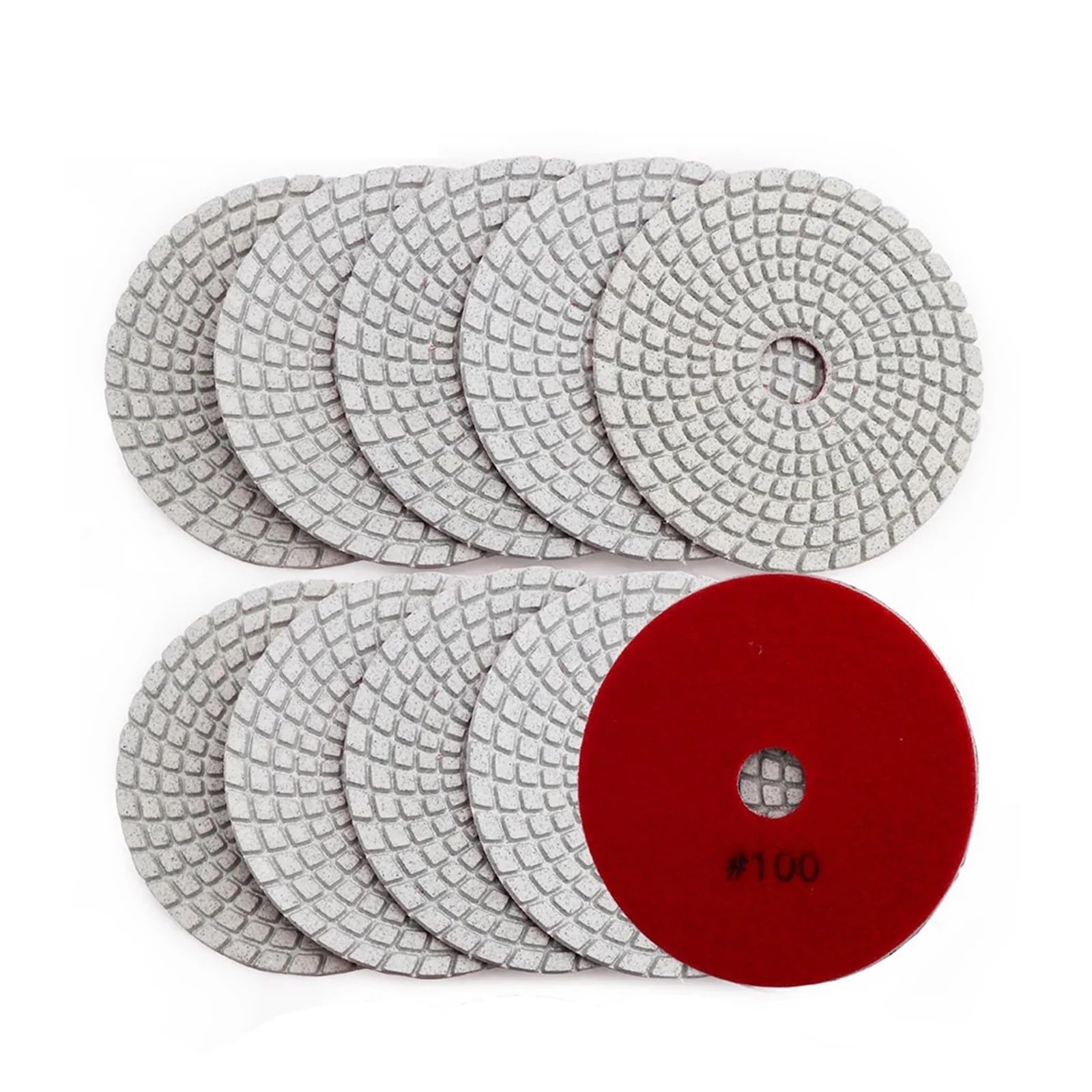 10 Uds diámetro 100mm/4 "Grit 100# enlace blanco diamante Flexible almohadilla de pulido húmedo mármol granito tipo espiral disco de lijado