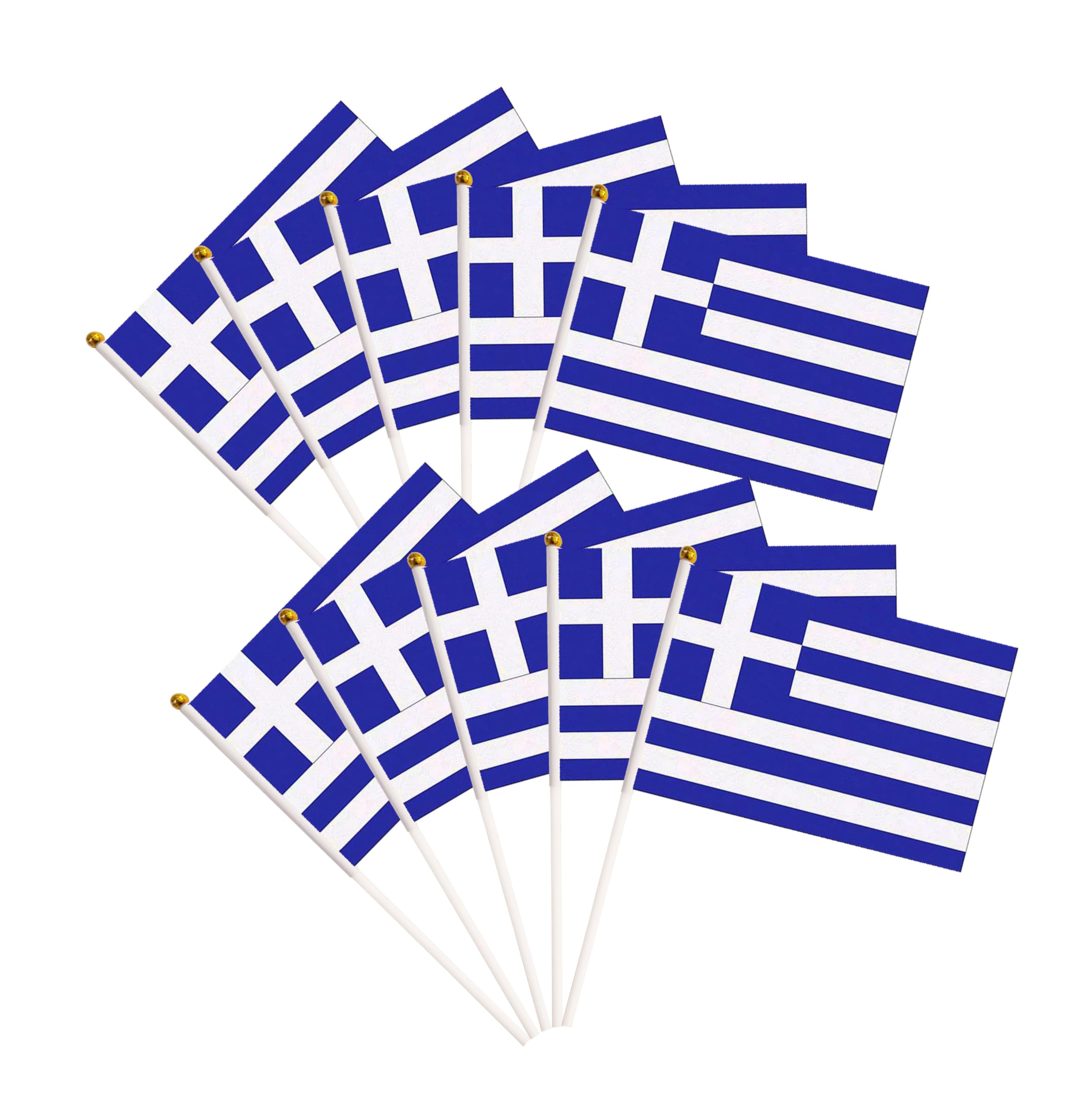 50 Pack Greece Greek Small Mini Hand Held Greece Greek on Stick Flags, Miniature National Country Flags,Party Decorations Supplies for Parades,