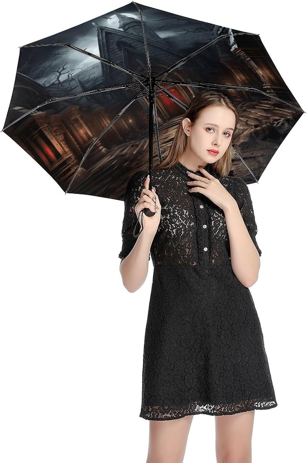 Old Crypt Folding Umbrella Automatic Umbrellas | Portable Windproof Travel Umbrella Automatic Folding Umbrellas for Rain for Women Men Backpack Car Travel Essentials