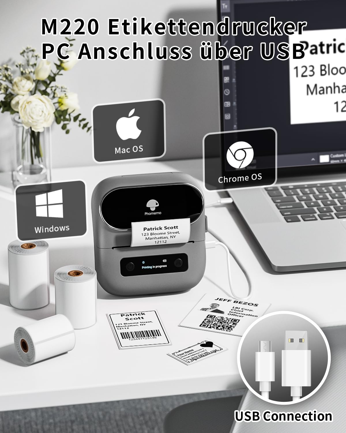 Phomemo M220 Stampante Per Etichette Bluetooth Portatile - Foto 10