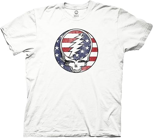 Ripple Junction Grateful Dead Men's Short Sleeve T-Shirt Patriotic Steal Your Face 4th of July Stealie Officially Licensed