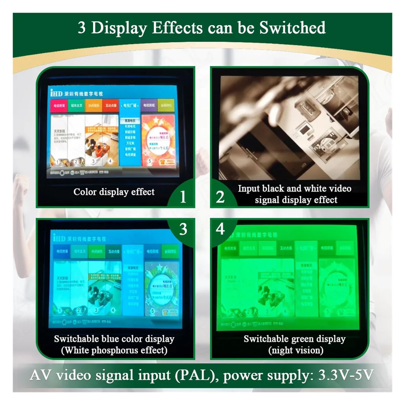 Módulo de imagen térmica Módulo de pantalla de visor de 0,39 pulgadas for gafas AR, binoculares de visión nocturna con imágenes térmicas y ocular 1024*768 AV CVBS 3,5-5 V Inspección electrónica de pro