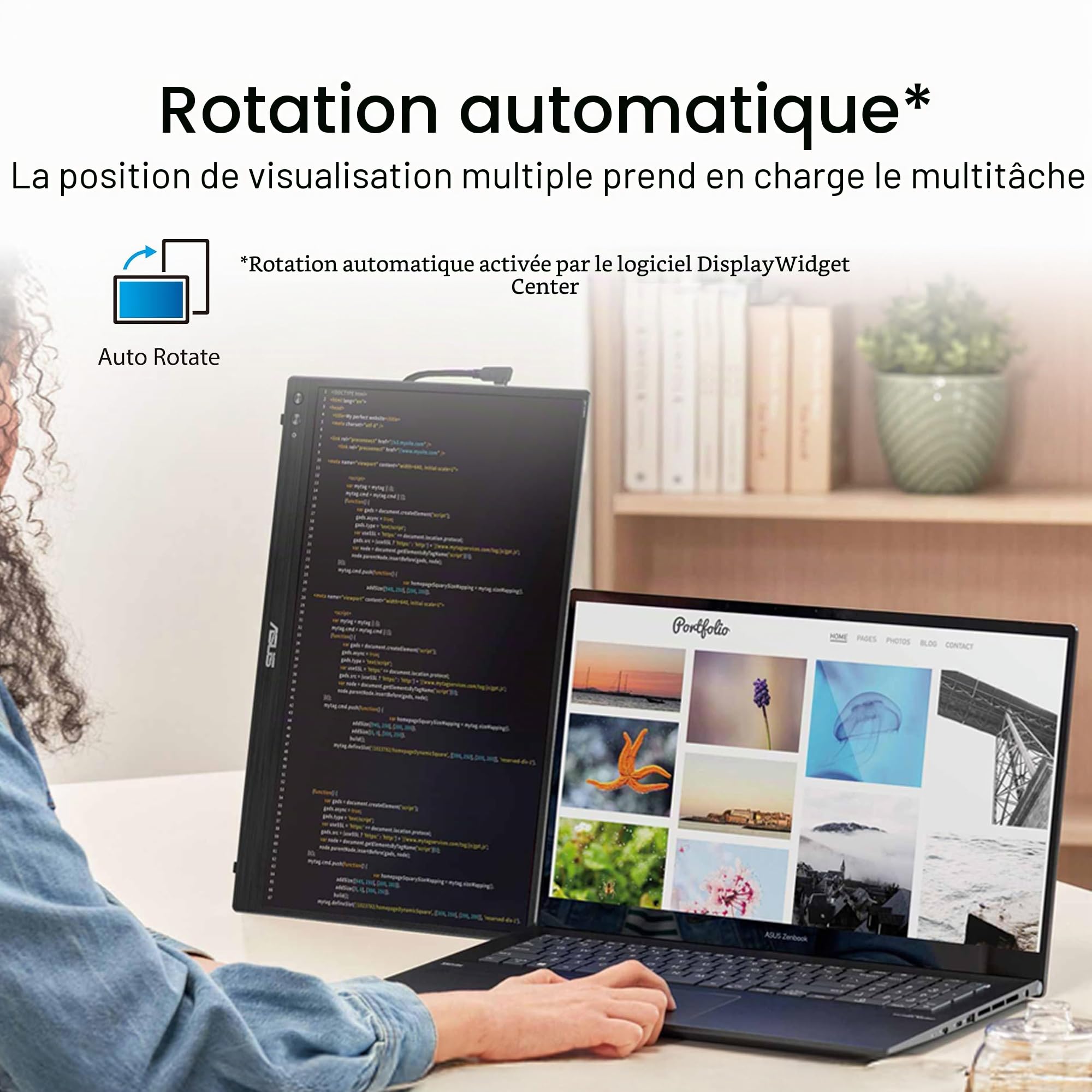 ASUS ZenScreen MB16AHVE - Écran portable 16 pouces (diagonale utile de 15,6 pouces), FHD, dalle IPS, alimentation par le câble, rotation automatique, trépied, USB Type-C®, mini-HDMI®, sans scintilleme