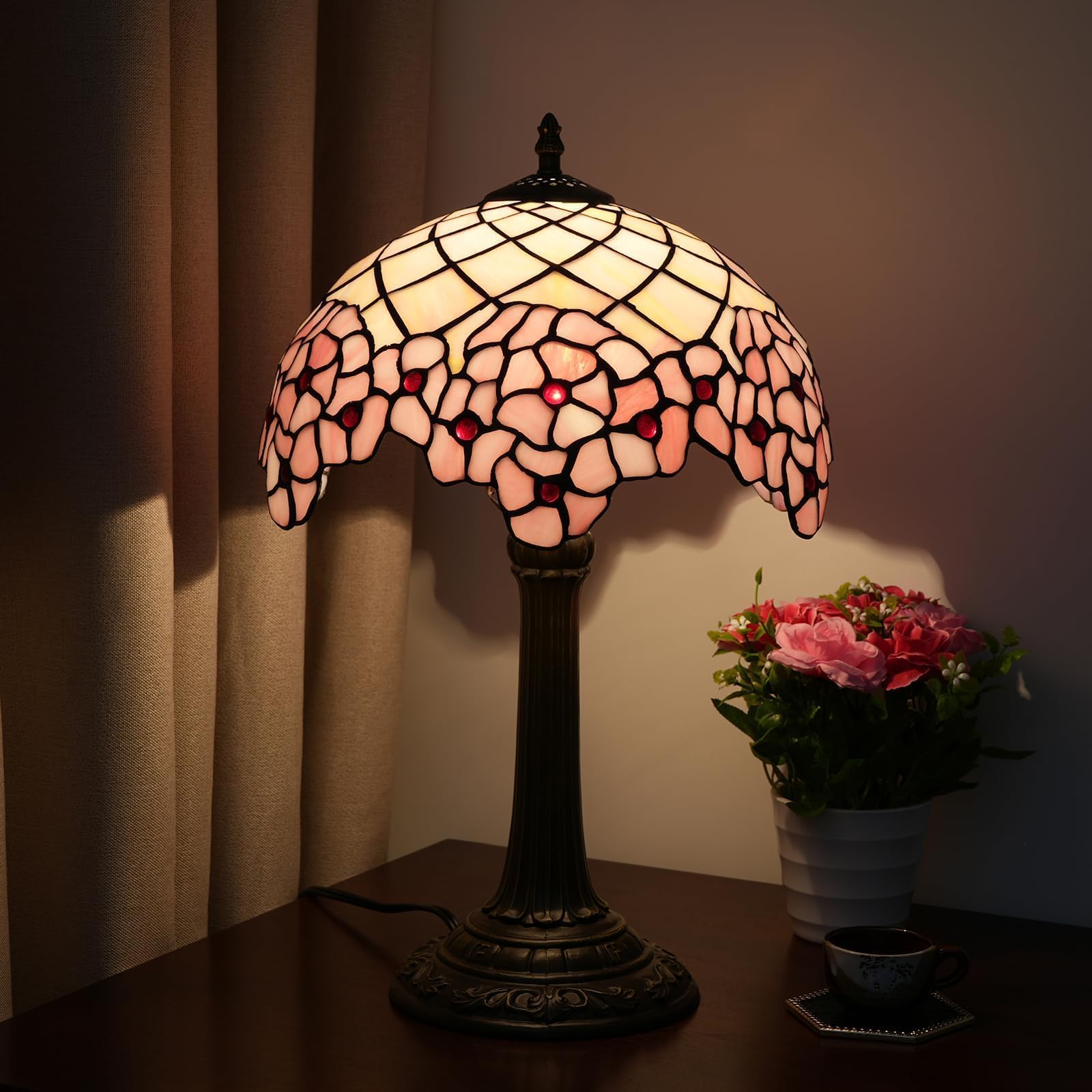 Tiffany lampe de table table de chevet chambre dortoir salon cuisine vitrail lampe beau cadeau de décoration de la maison mignon Sakura