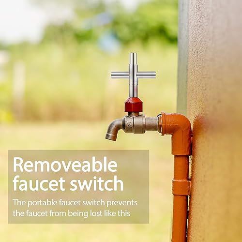 Miniatura 6 de Llave Sillcock de acero de 4 vías para válvula de grifo de manguera (oro, plateado)